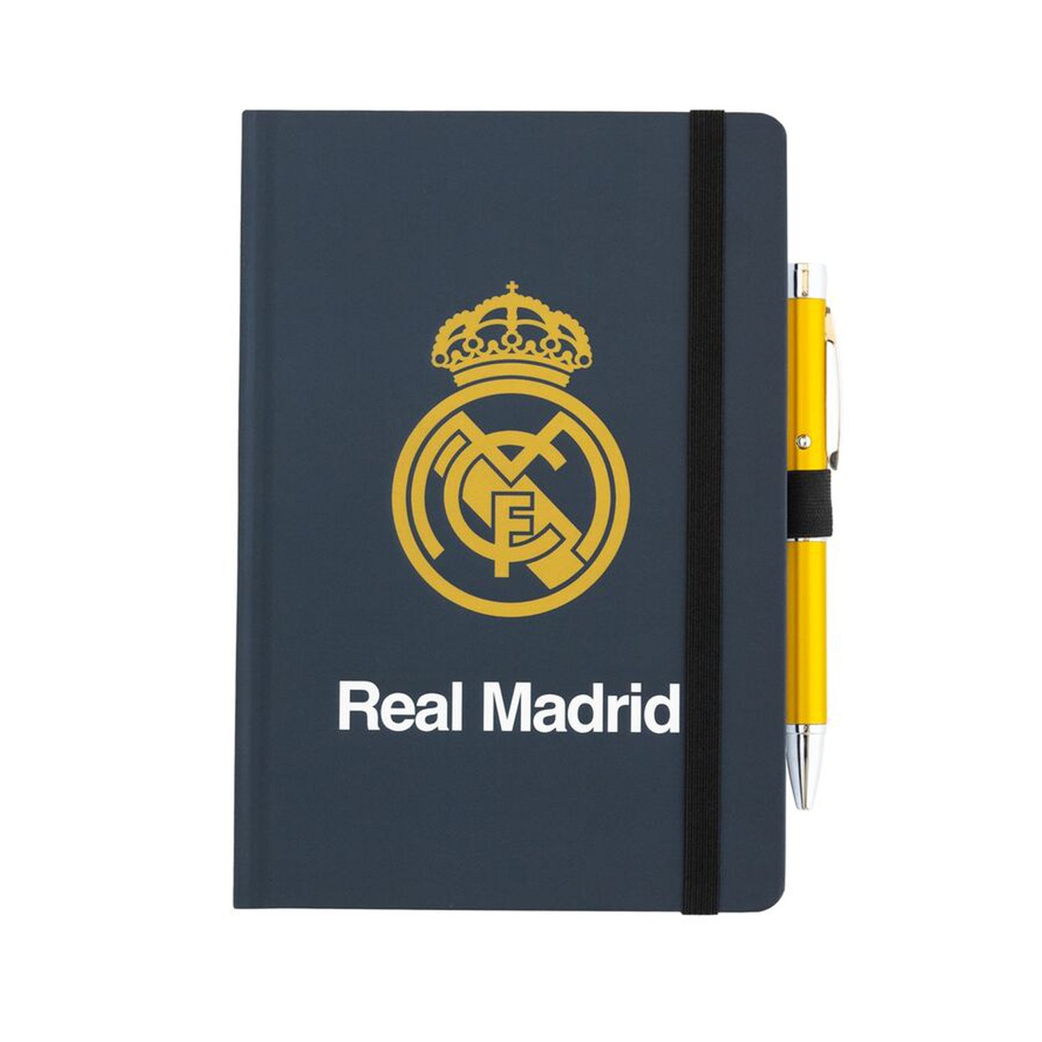 Cuaderno A5 premium + boligrafo proyector Real Madrid
