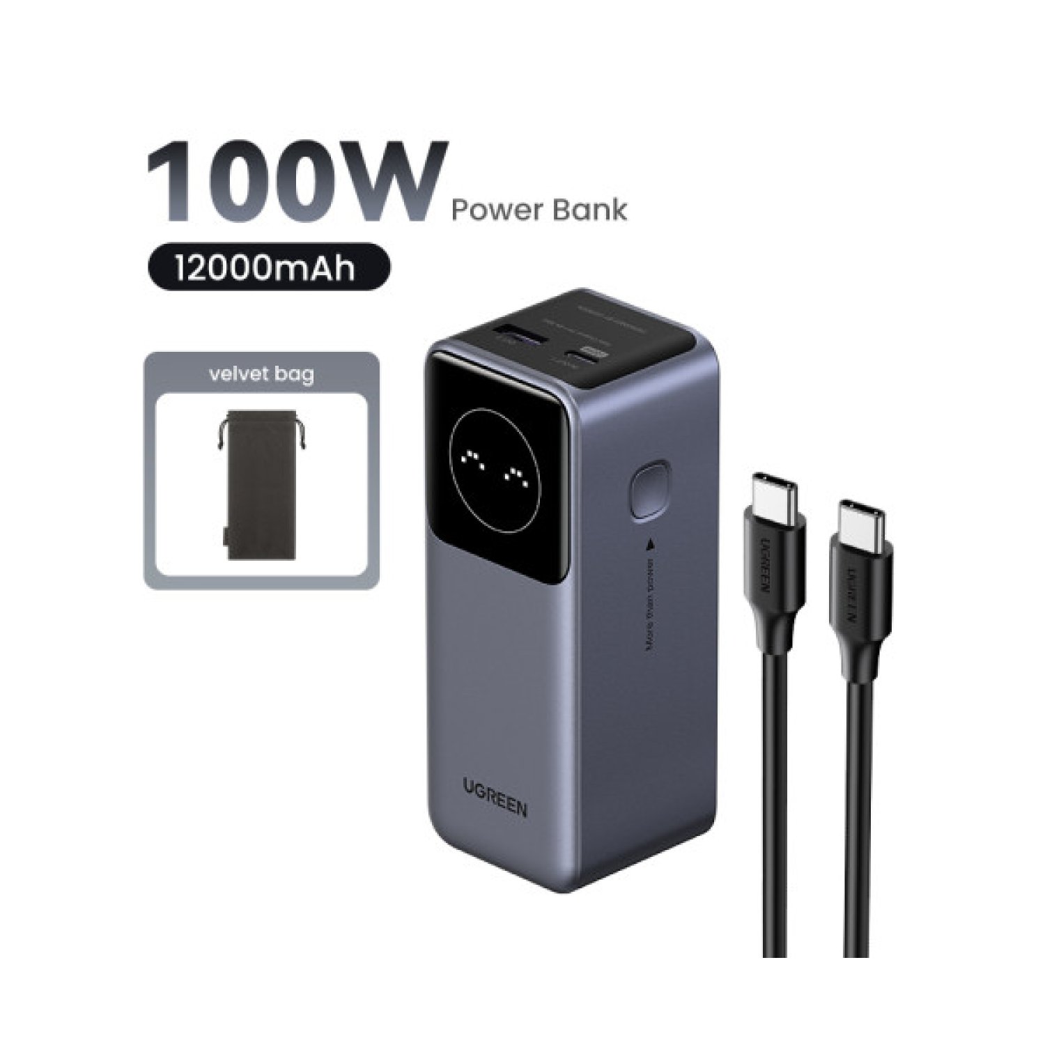 Ugreen Powerbank · 12000mAh · Carga Rápida 100W