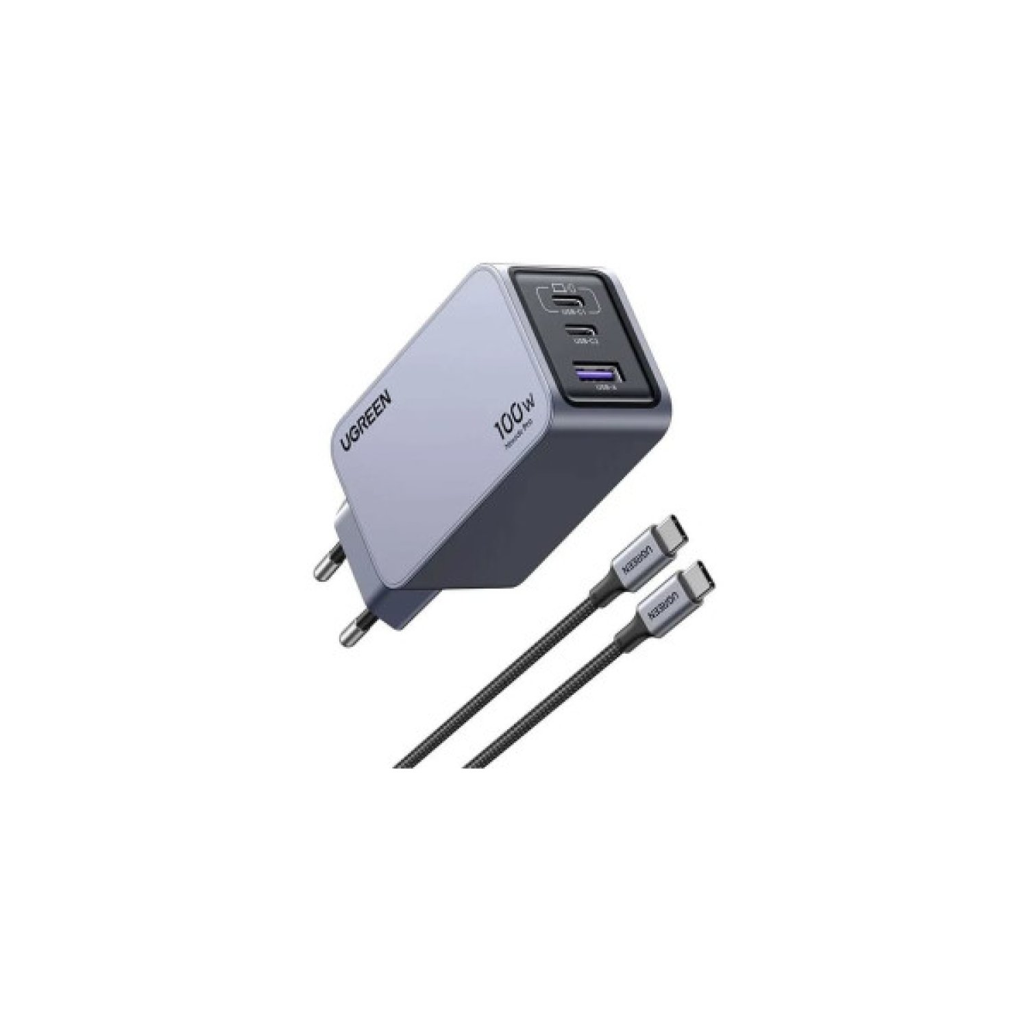 Ugreen Nexode Pro · Cargador GaN 3 Puertos USB-C · Carga Rápida PD · Negro