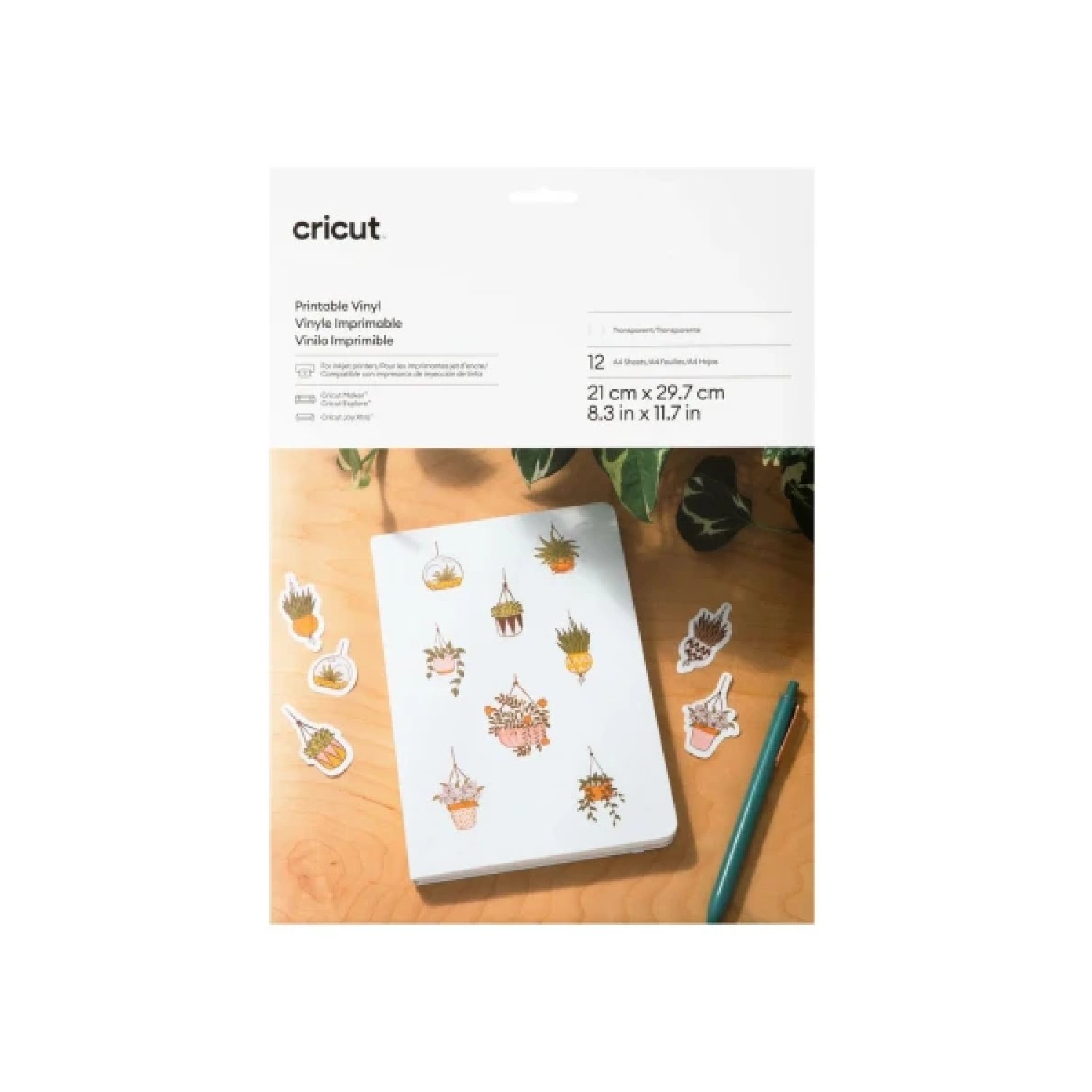 Cricut Vinilo Adhesivo Imprimible A4 · Pack 12 unidades