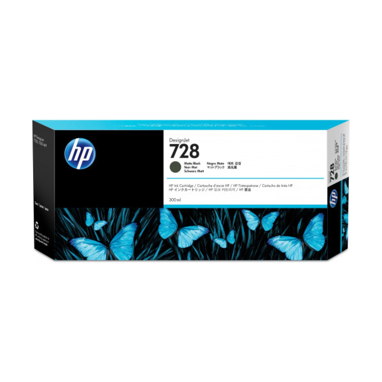 HP DesignJet 728 · Cartucho Tinta Negra Mate · 300ml