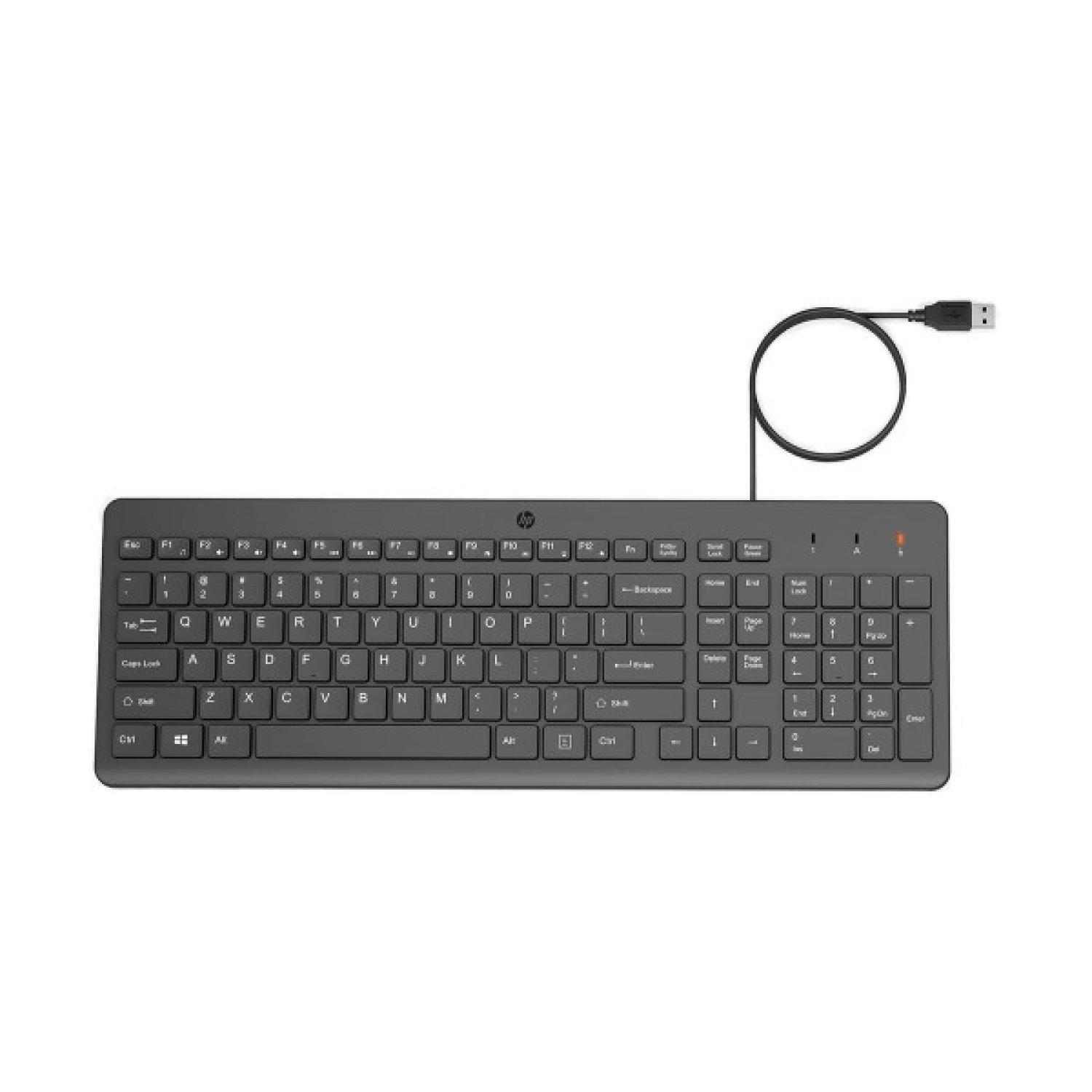HP Teclado con Cable 150 · Conexión USB · Diseño Compacto