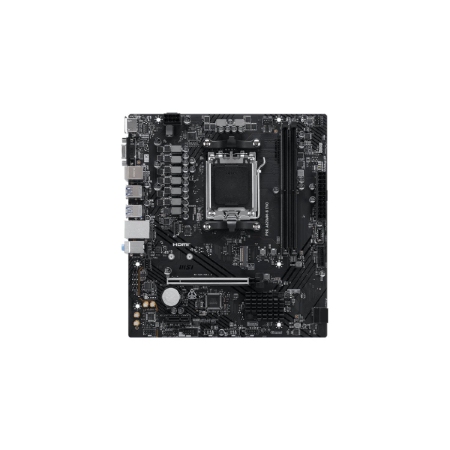 MSI PRO A620AM-B EVO · Socket AM5 · AMD · 2 DDR5 · 2.5GB LAN · MATX