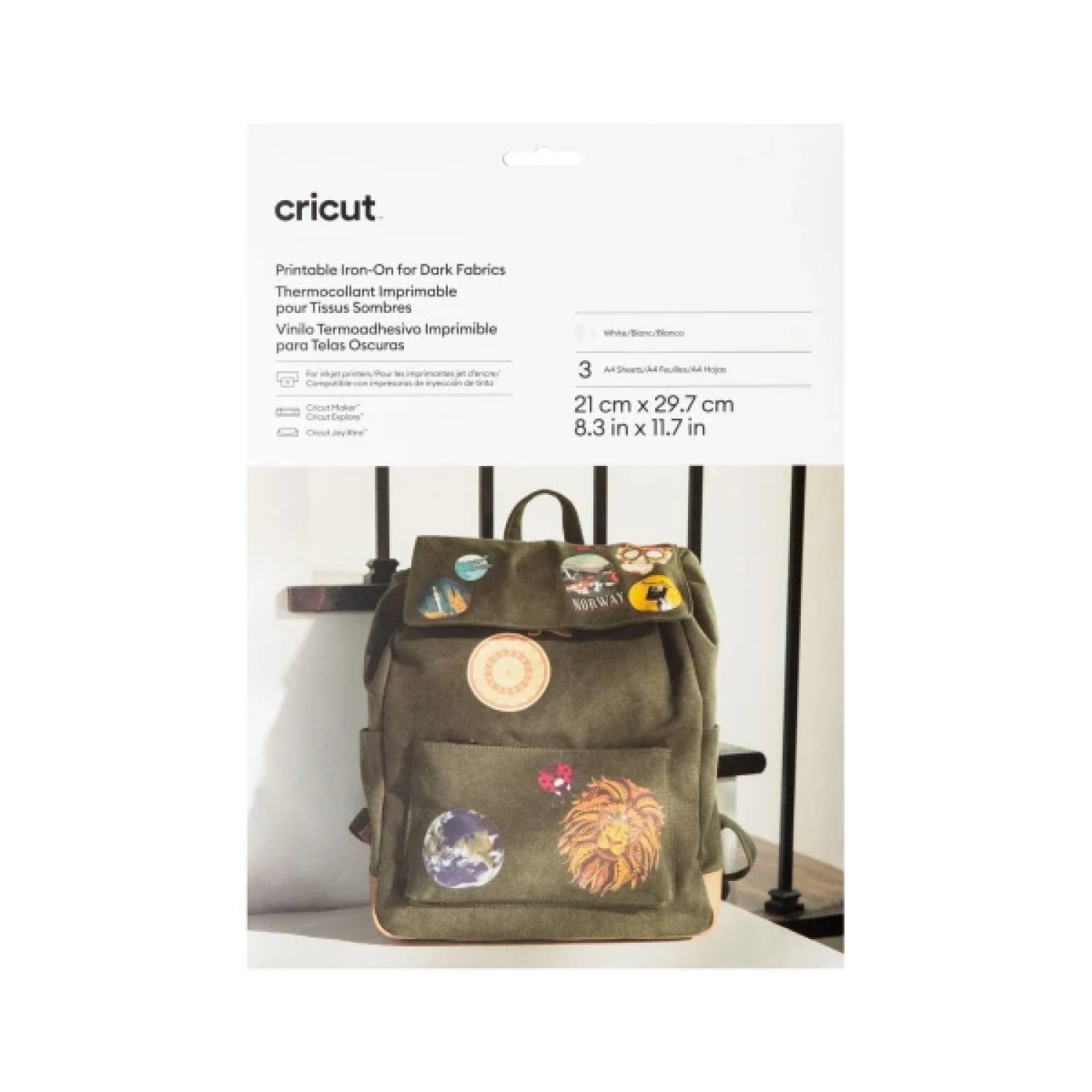 Cricut · Papel Transfer Termoadhesivo · 3 Hojas A4 · Para Telas Oscuras