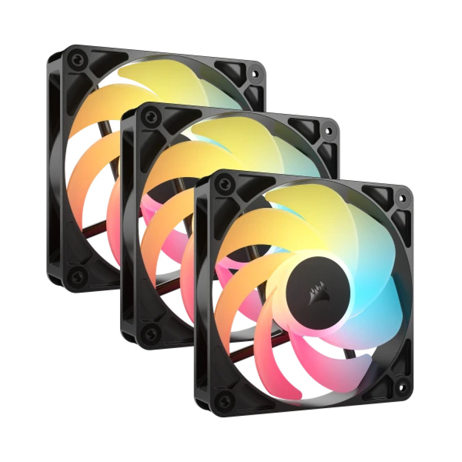 Corsair RS120-R · Ventilador ARGB 120mm · Pack 3 unidades · Negro
