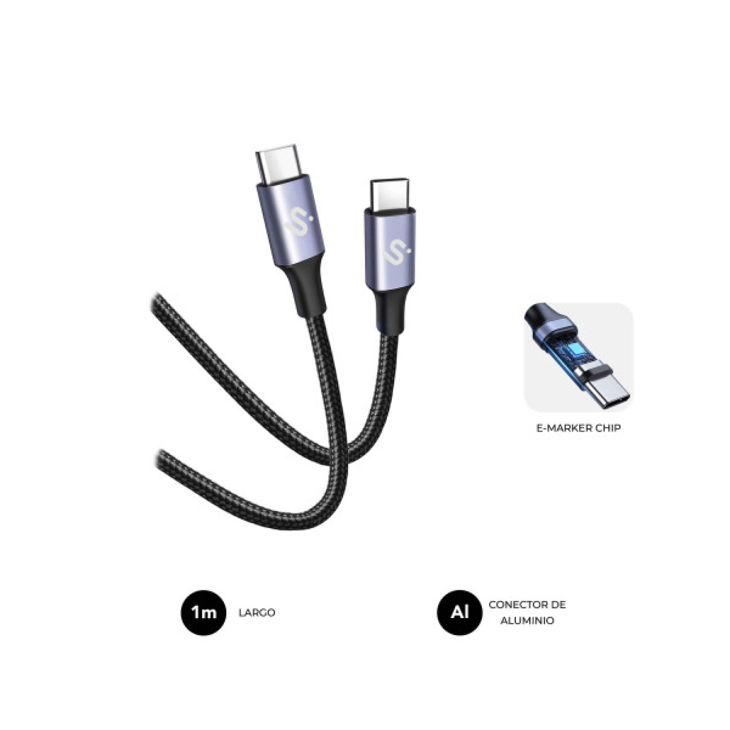 Subblim Cable USB-C · 100W · 1 metro · Blanco