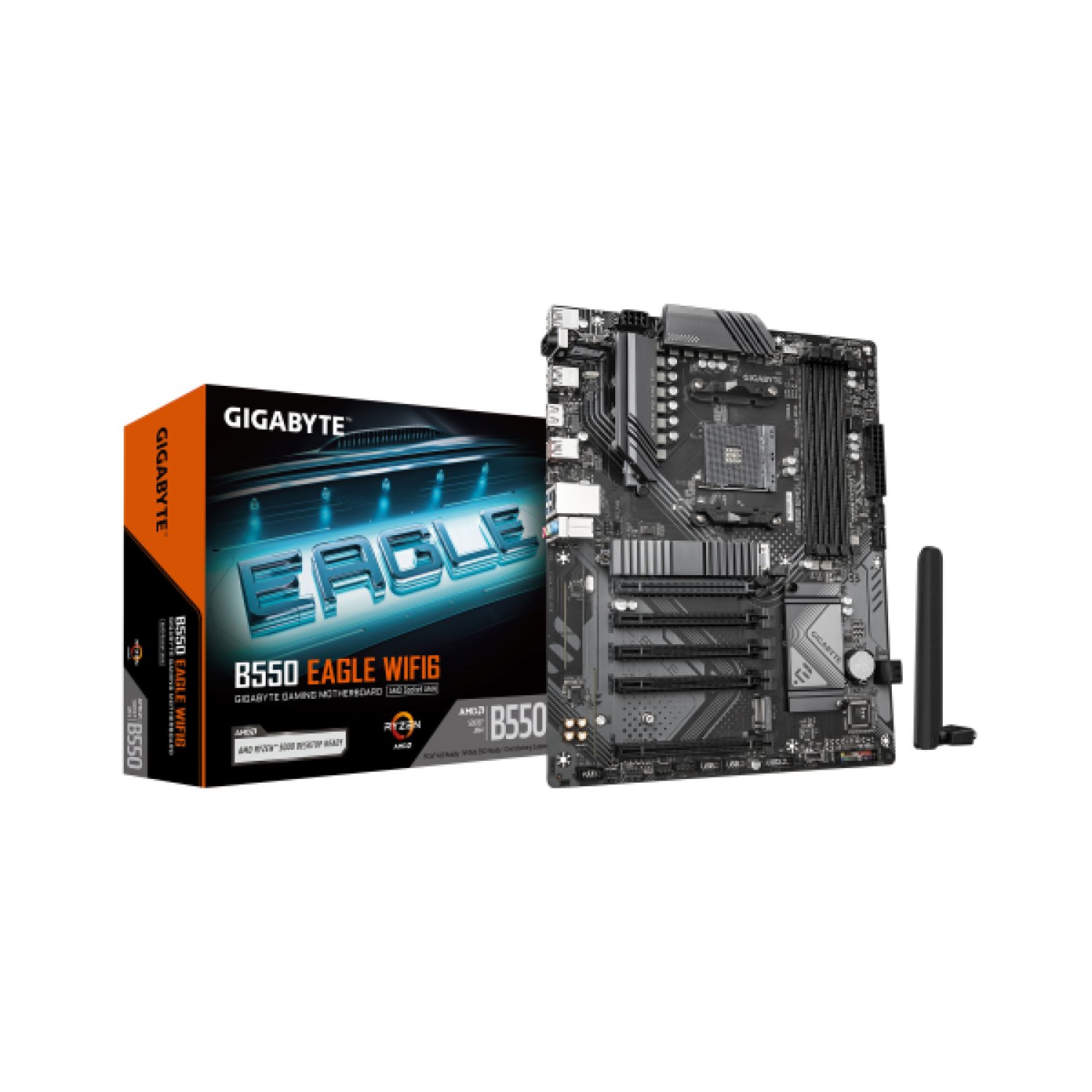 Gigabyte B550 Eagle WiFi6 · AMD Ryzen 5000 · VRM 10+3+1 · DDR4-3200 · PCIe 4.0 · WiFi 6