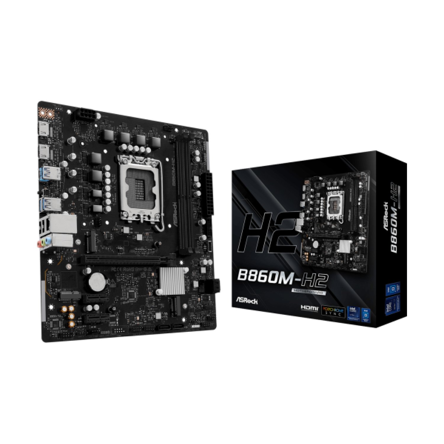 ASRock B860M-H2 · Intel LGA1851 · DDR5 · M.2 · 4 SATA3 · Micro-ATX