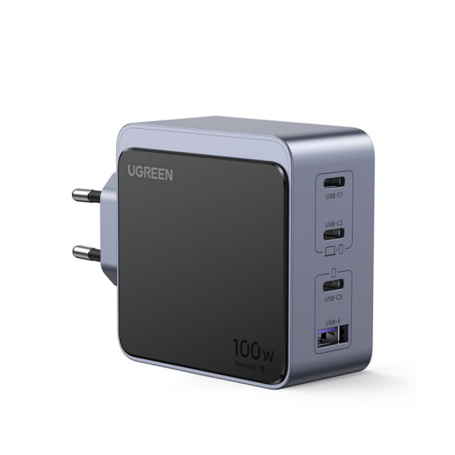 Ugreen Nexode S · Cargador GaN 100W · 4 Puertos USB-C/A · Smartphone/Tablet/Portátil · Gris