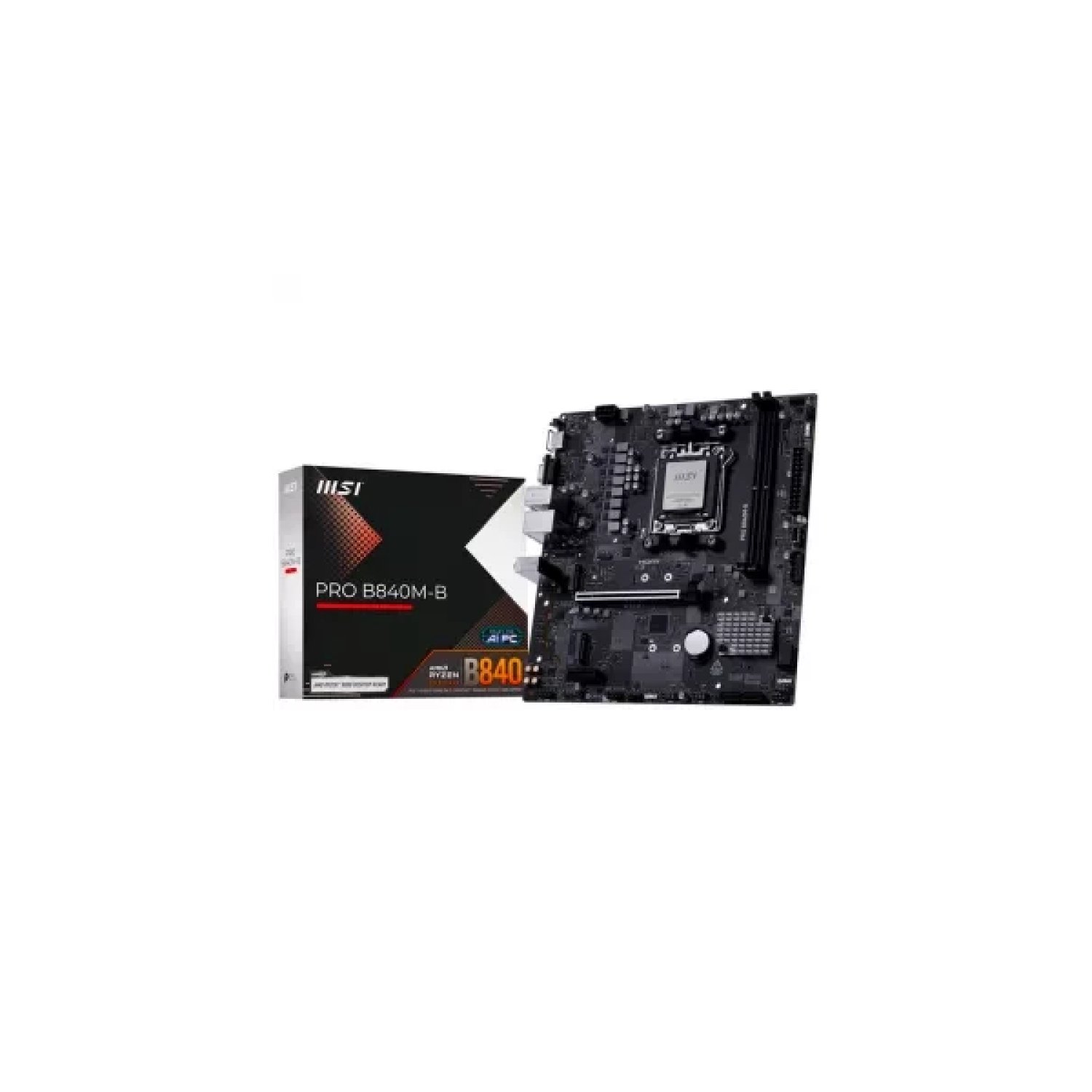 MSI PRO B840M-B · AMD AM5 · DDR5 · 4 SATA3 · 2 M.2 · Gigabit LAN · Micro-ATX