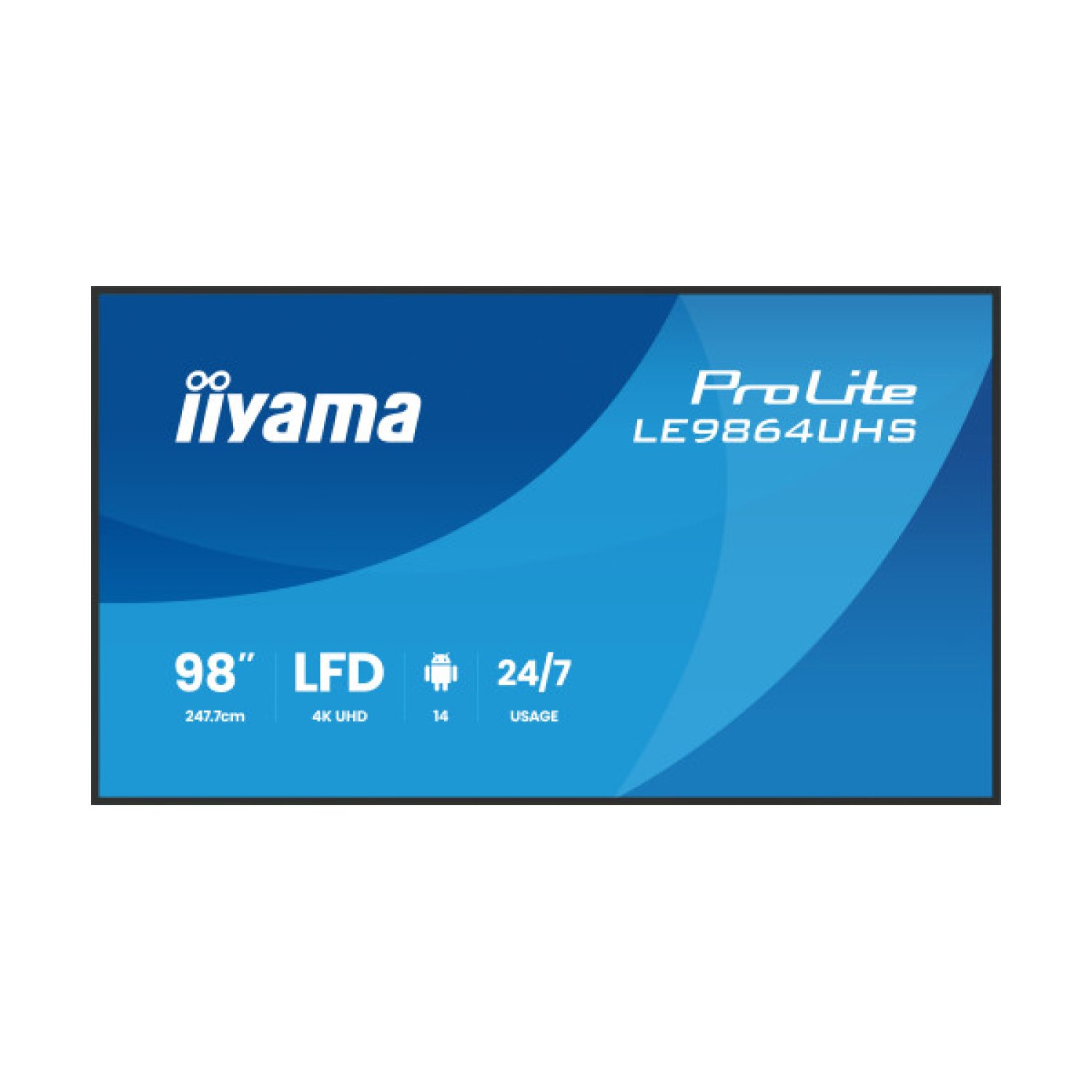 Iiyama Monitor 98" · 4K UHD 3840x2160 · VA DLED · 500cd/m · Android 14 · HDMI USB-C · WiFi LAN
