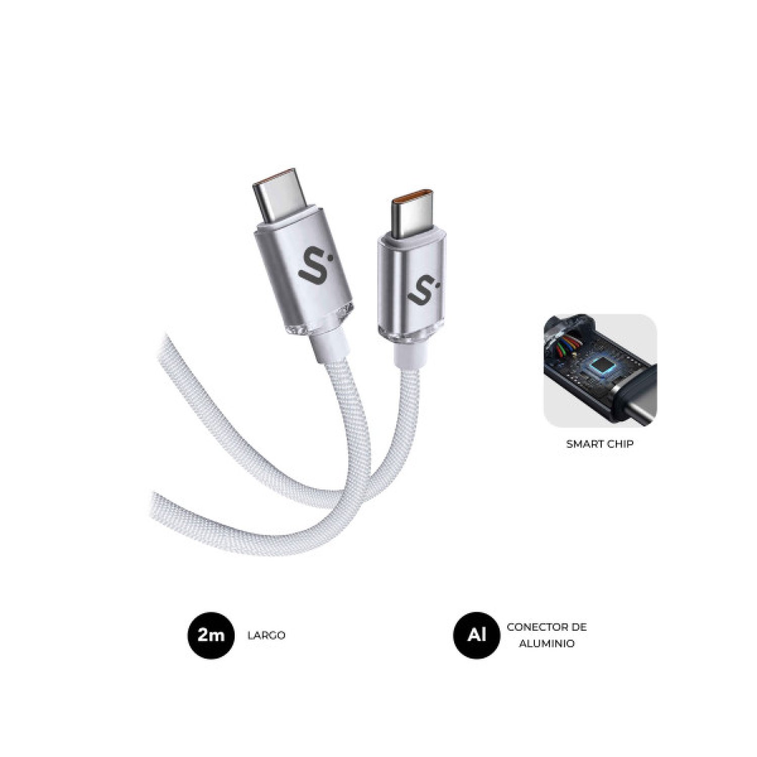 Subblim Cable Optimus USB-C · 60W · 2m · Blanco