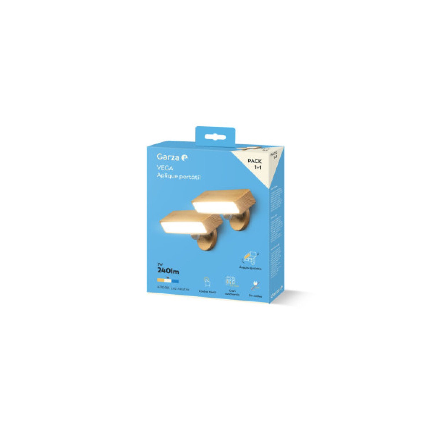 Garza Apliques LED Portátil Mesilla Vega · Pack 2 Unidades · Blanco · 1+1