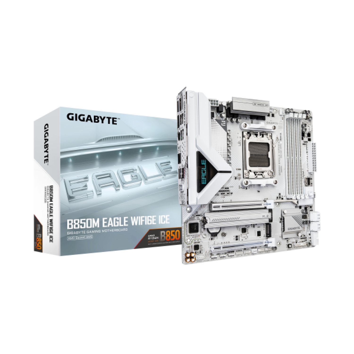Gigabyte B850M Eagle WiFi6E · Blanca · AM5 · 4 DDR5 · WiFi6E + Bluetooth 5.3