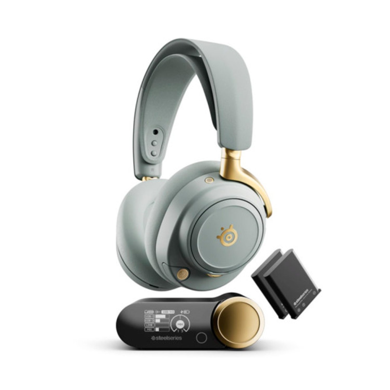 SteelSeries Arctis Nova Elite · Auriculares Gaming · Sage Gold · Audio Hi-Fi