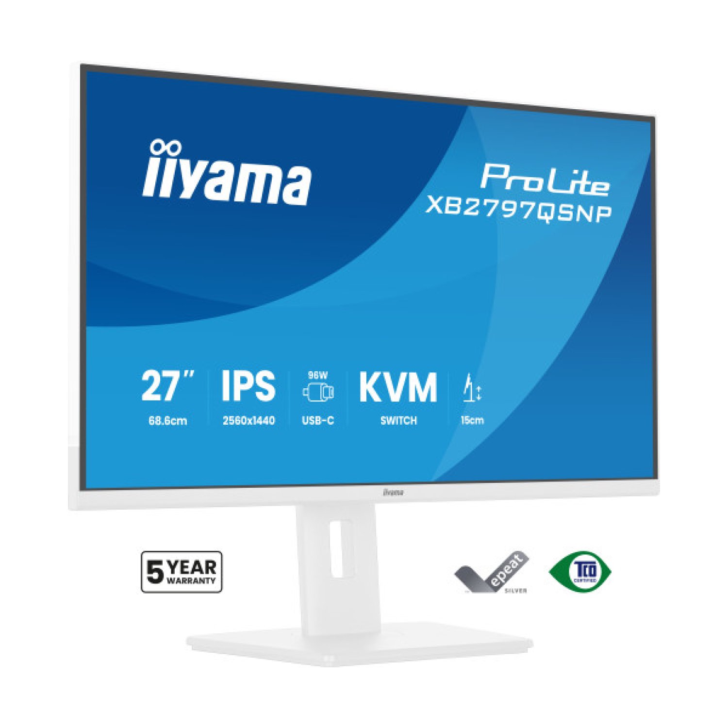 Iiyama Monitor 27" · 2560x1440 QHD · Panel IPS · USB-C · KVM · LAN