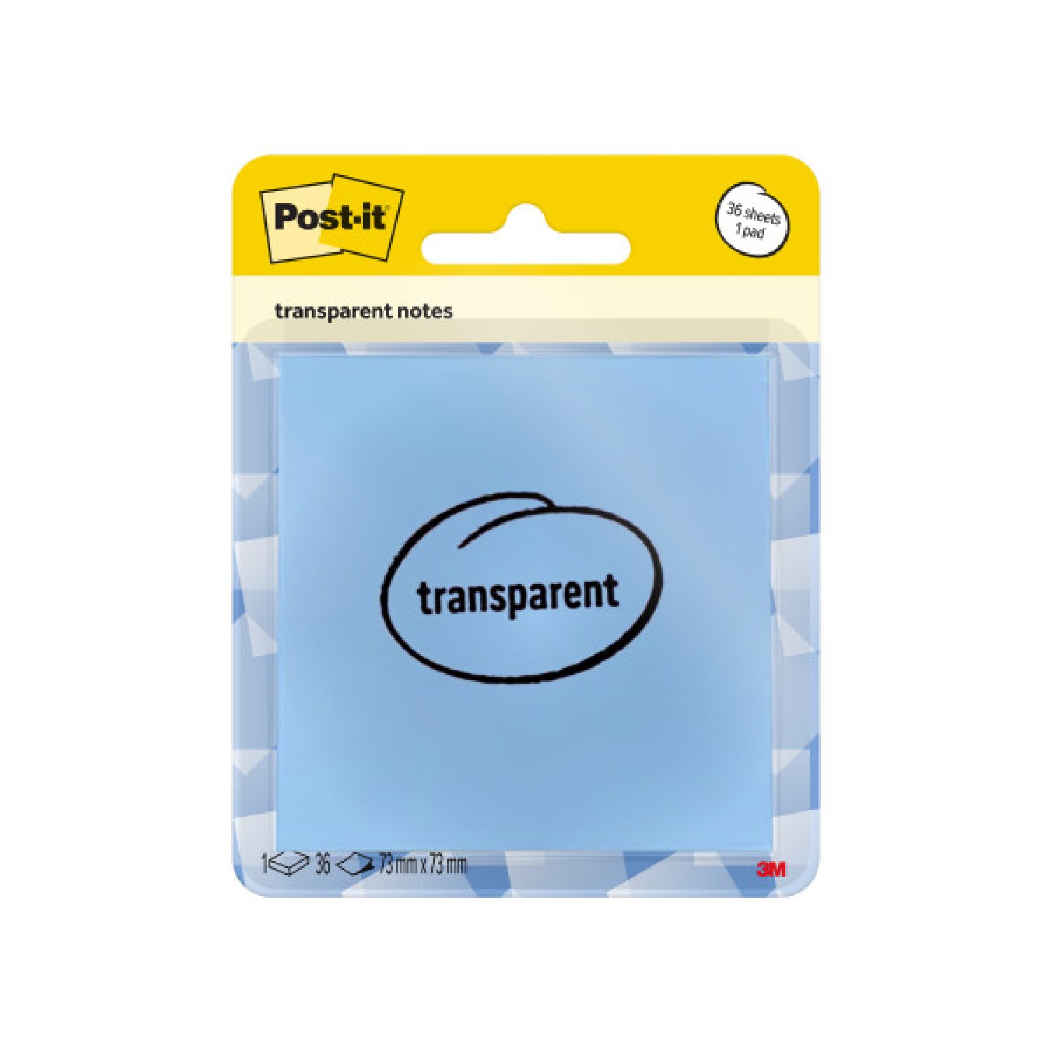 Post-it · Bloc Notas Transparentes · 36 Hojas · 73x73 mm · Azul Pastel