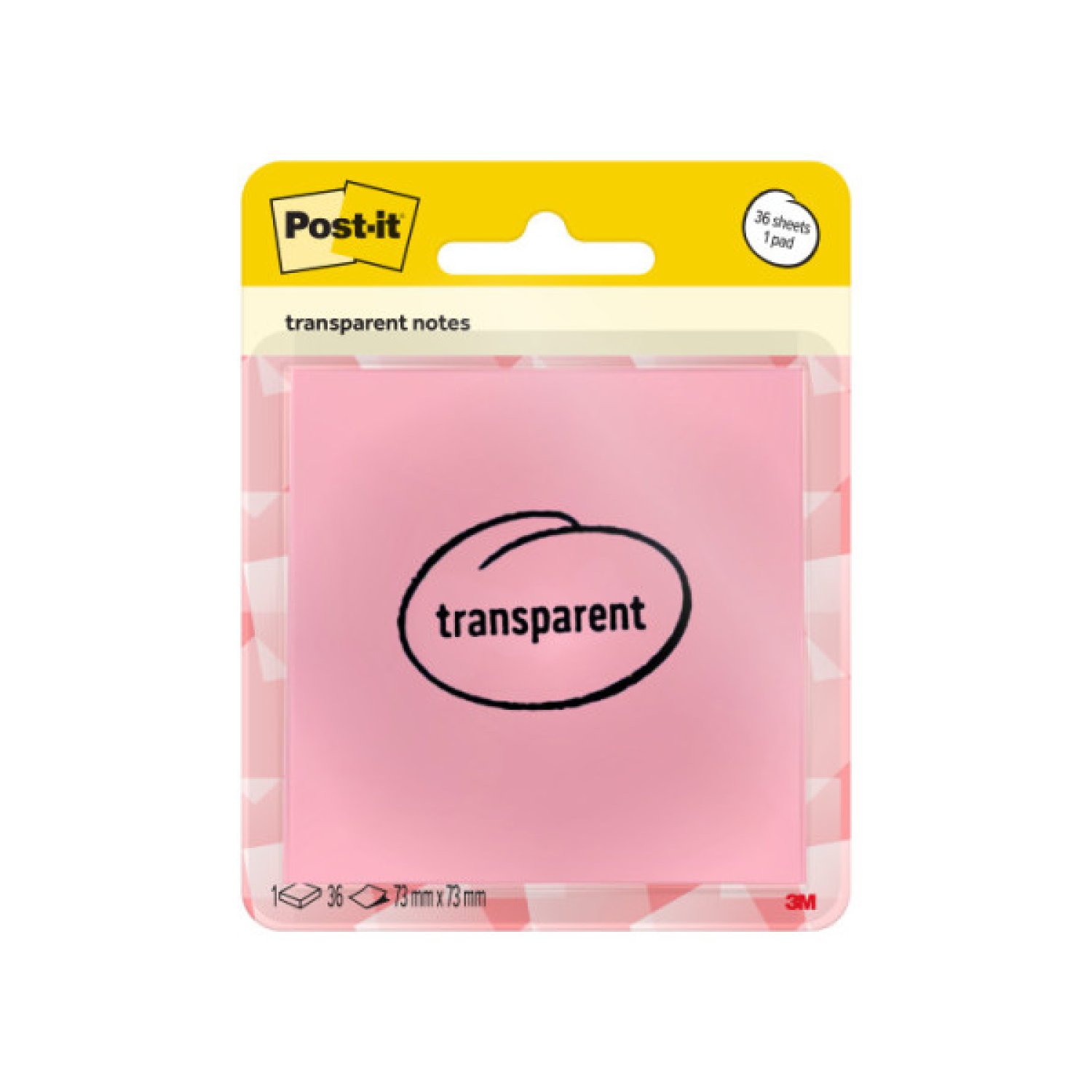 Post-it · Notas Adhesivas Transparentes · 36 Hojas · 73x73mm · Naranja Pastel