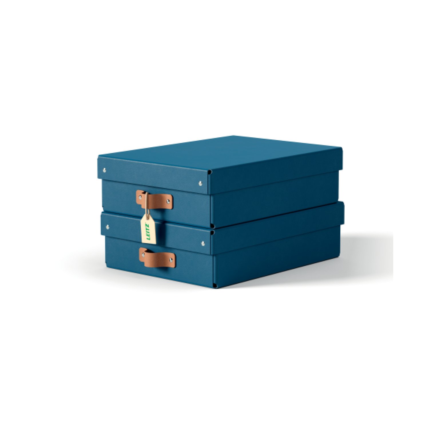 Leitz · Pack 2 Cajas Almacenamiento Cartón · Tamaño Mediano · Azul