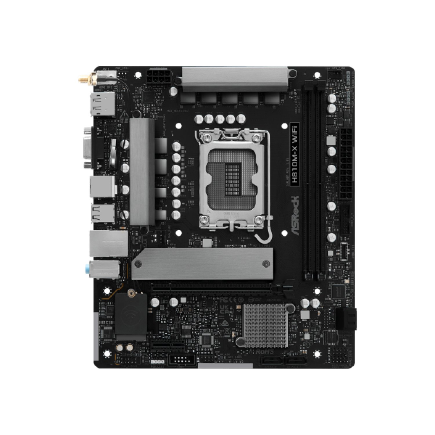 ASRock H810M-X WiFi · Socket 1851 · 2 DDR5 · 4 SATA6 + 1 M.2 · WiFi + BT5.0