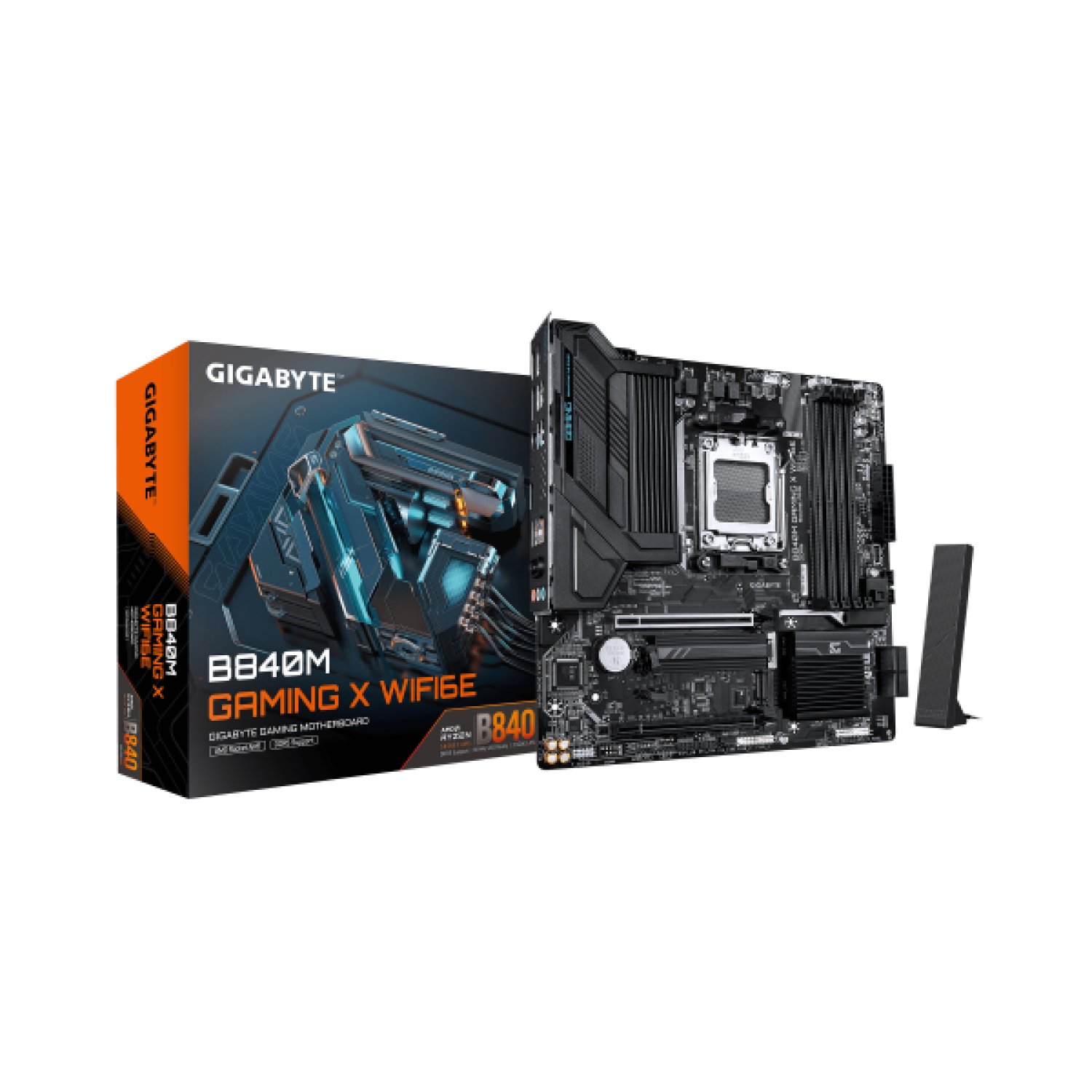 Gigabyte B840M Gaming · AMD AM5 · WiFi 6E · DDR5 · 4 SATA3 + 2M.2 · 2,5GB LAN