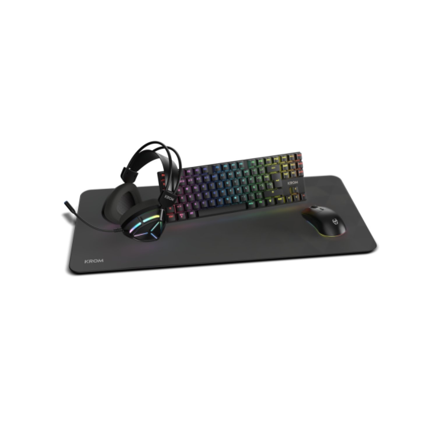 Krom Klass · Pack 4 en 1 RGB · Teclado · Ratón · Auriculares · Alfombrilla