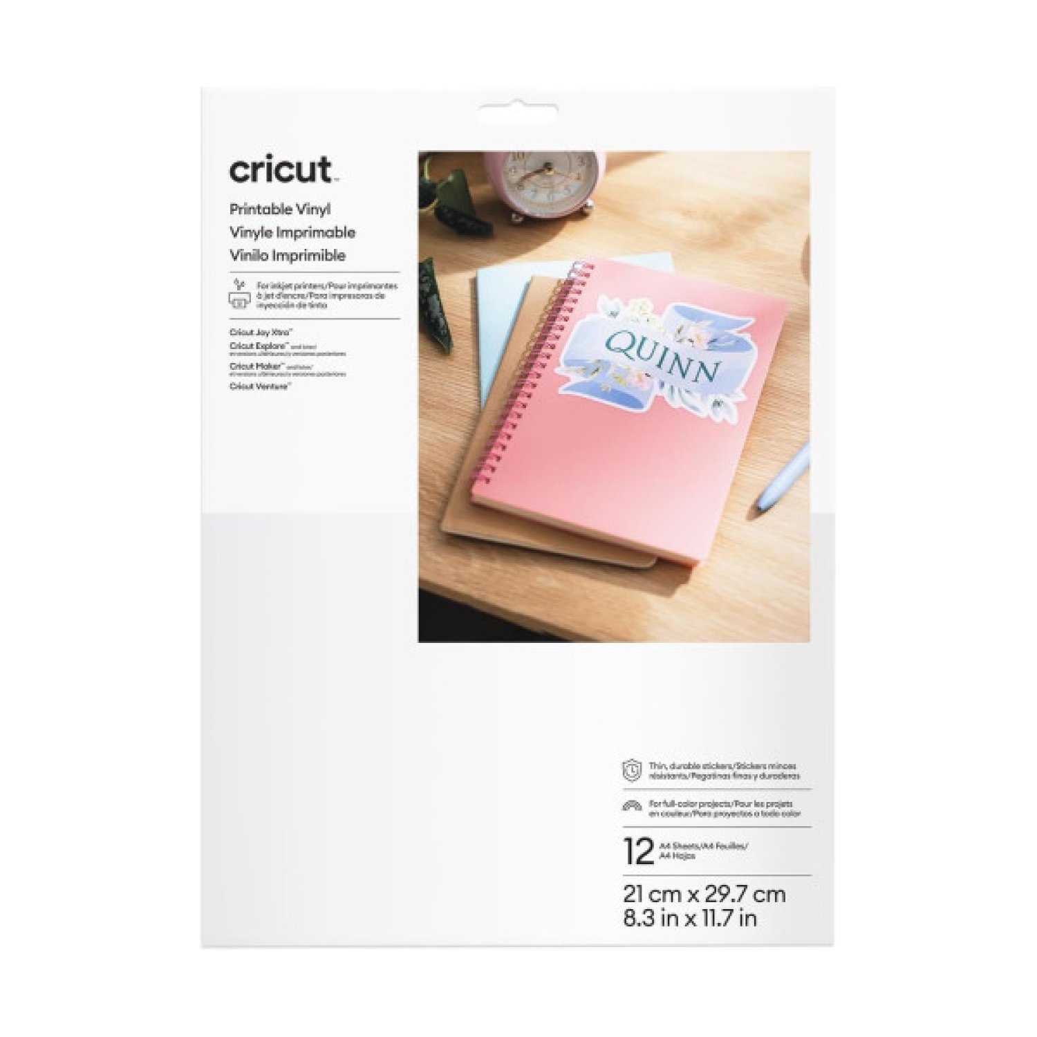 Cricut Vinyl Imprimible A4 · 12 Hojas · Blanco