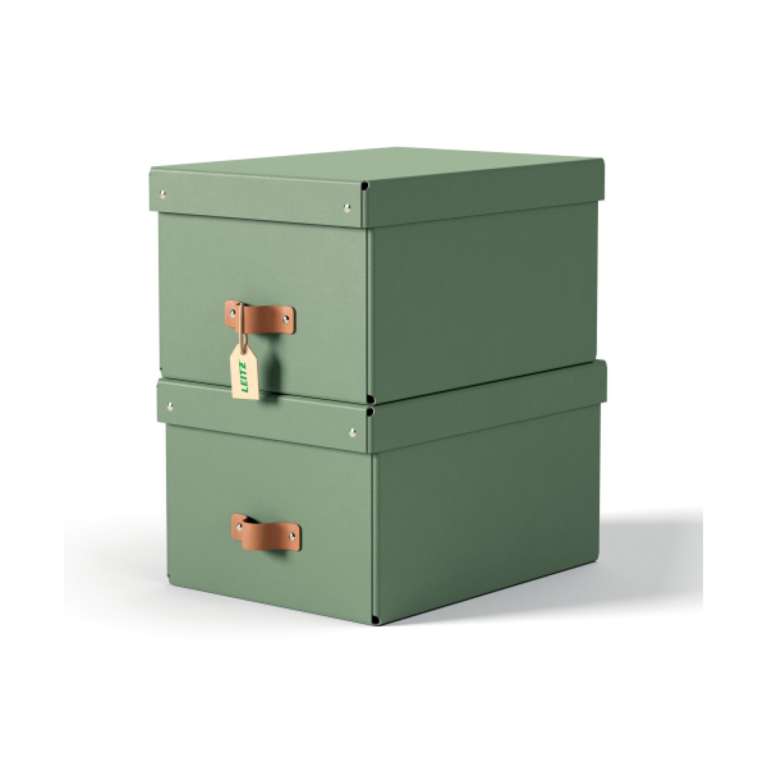Leitz · Pack 2 Cajas Almacenamiento Cartón · Tamaño Mediano · Color Verde