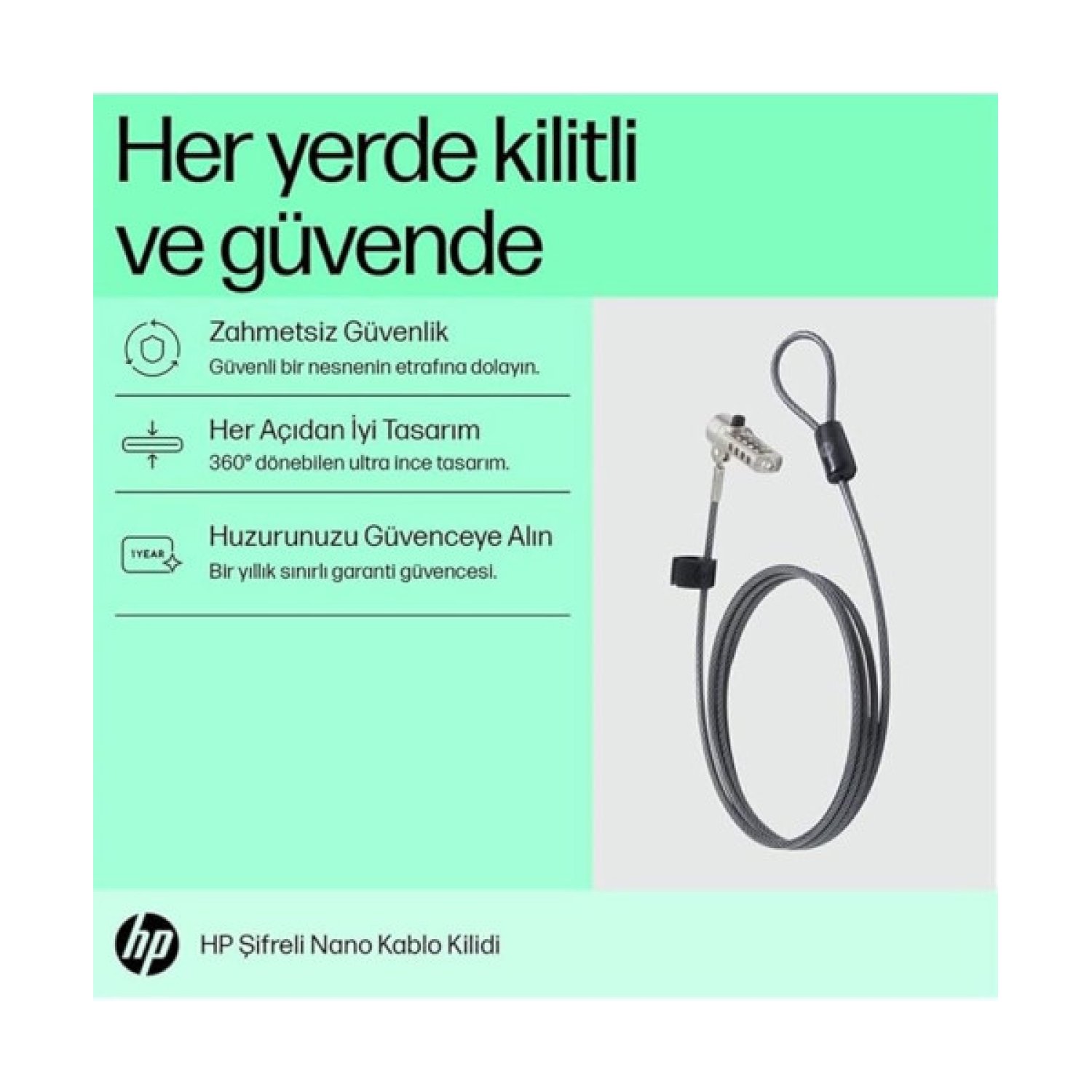 HP Nano · Bloqueo de Cable con Combinación