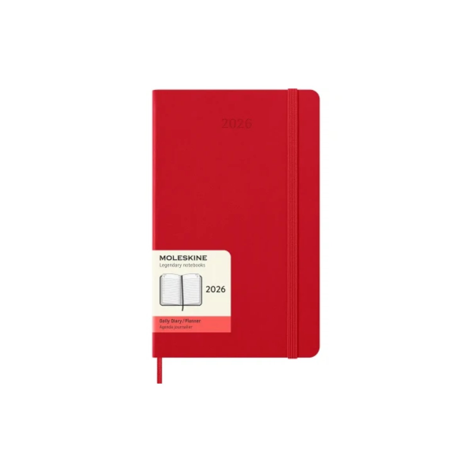Moleskine Agenda 2026 · Diaria · Tapa Dura · 13x21cm · Rojo