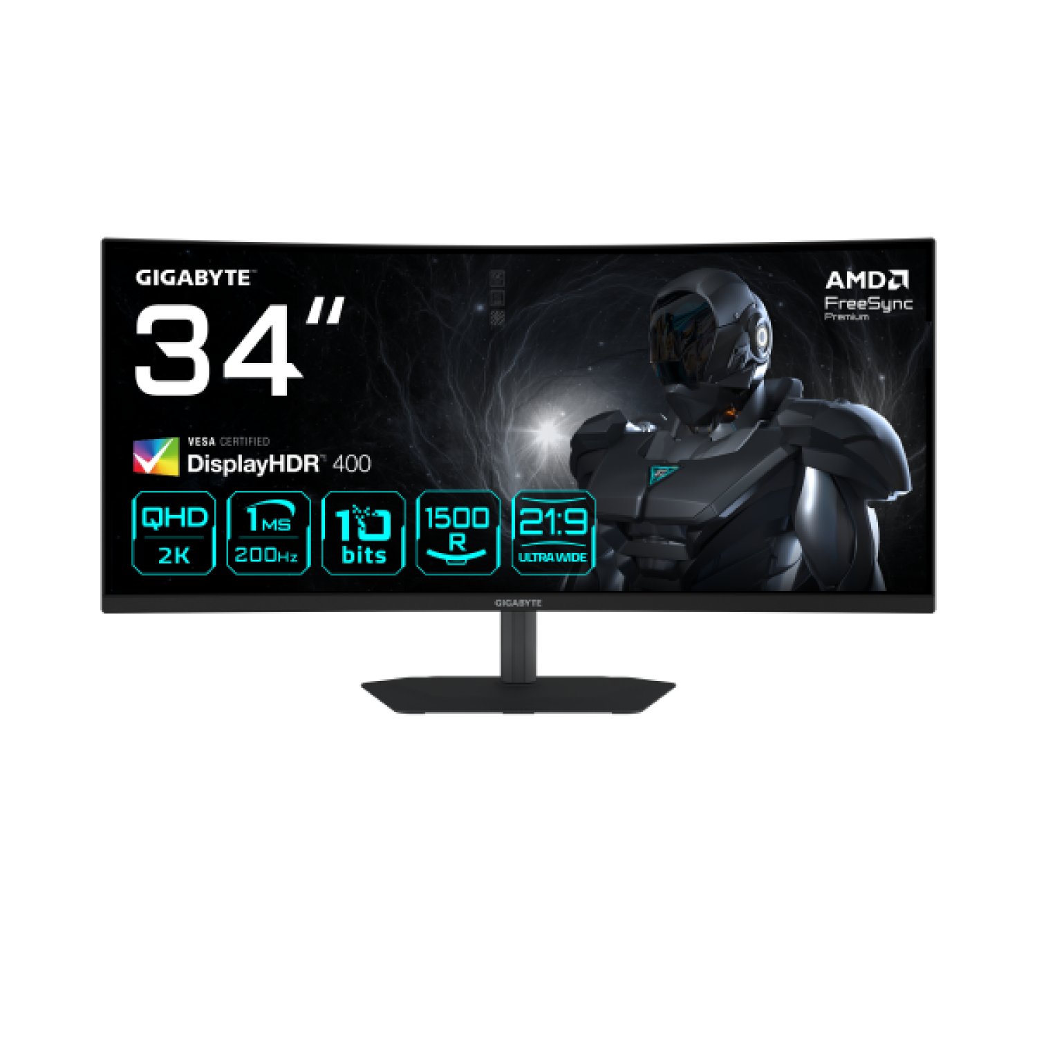 Gigabyte G34WQC2 · Monitor Gaming Curvo 34" WQHD · 200Hz · 1ms · 1500R · FreeSync Premium