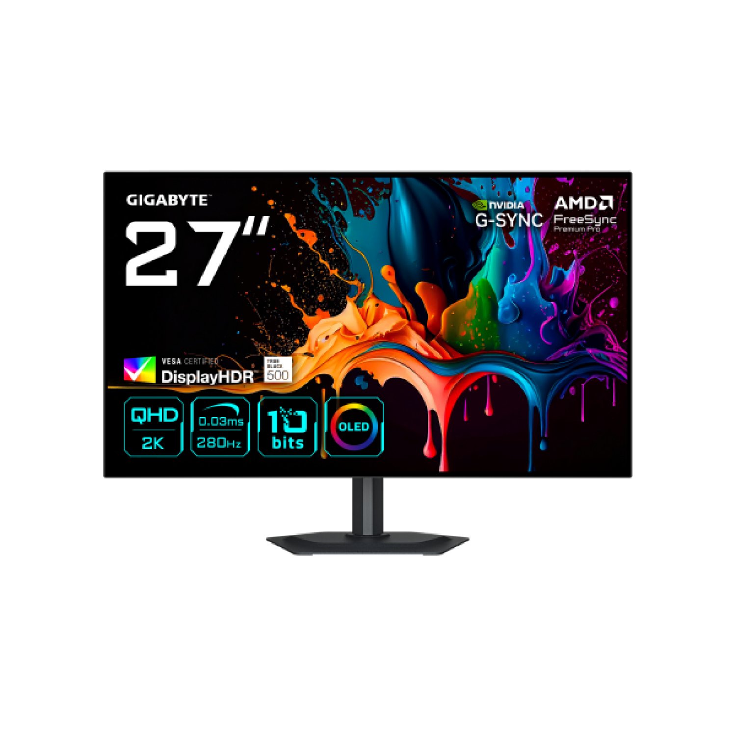 Gigabyte MO27Q28G · Monitor Gaming OLED 27" QHD · 280Hz · 0,03ms · HDMI 2.1 · DisplayPort 1.4