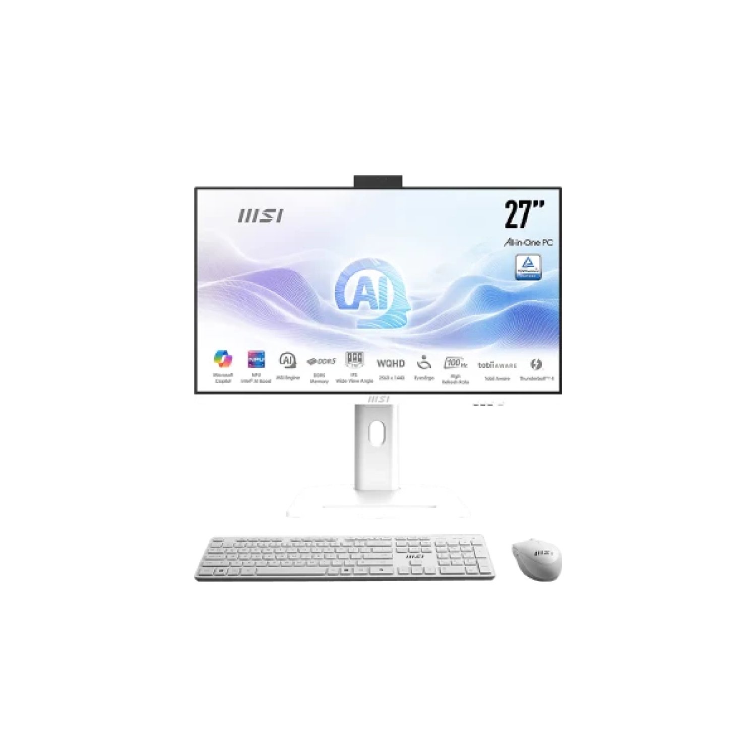 MSI AIO Modern AM273QP · 27" IPS WQHD · Intel Iris Xe · 16GB DDR5 · 512GB SSD · Windows 11 Pro
