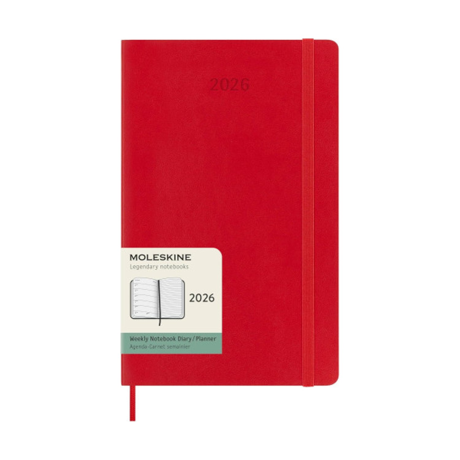 Moleskine Agenda 2026 · Semanal · Tapa Blanda · 13×21 cm · Rojo