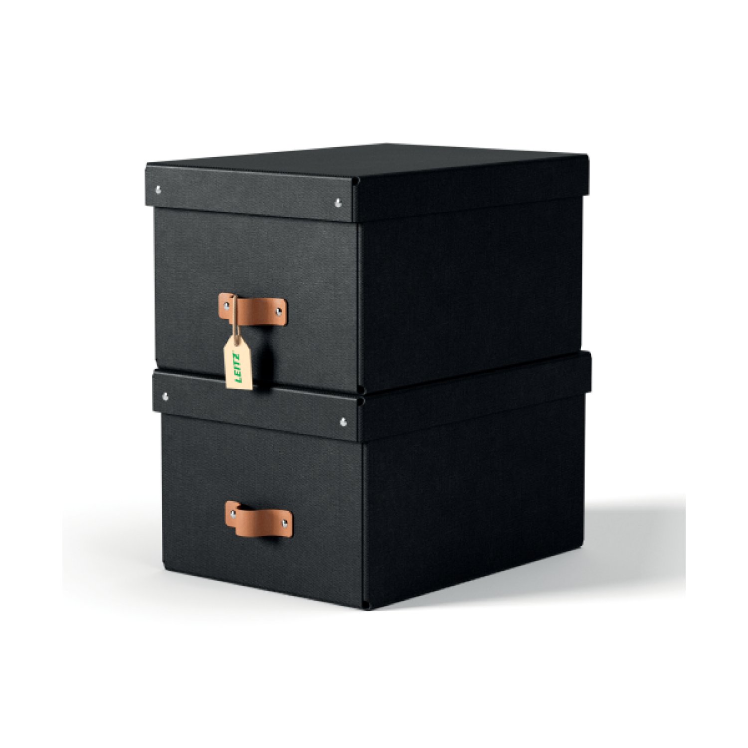 Leitz · Pack 2 Cajas Almacenamiento · Tamaño Mediano · Color Negro