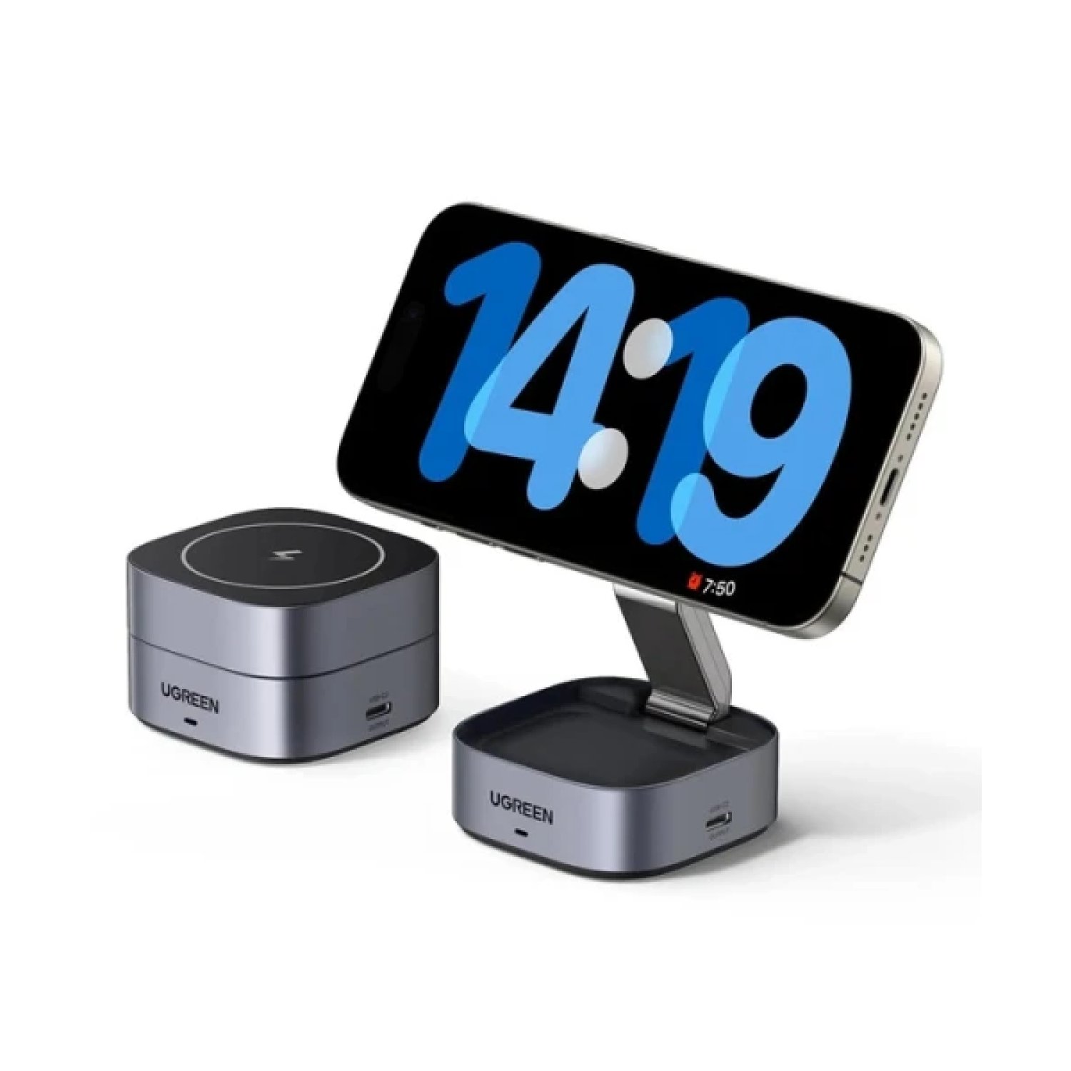 Ugreen · Cargador Magnético Inalámbrico 2 en 1 · Para Smartphone y Smartwatch