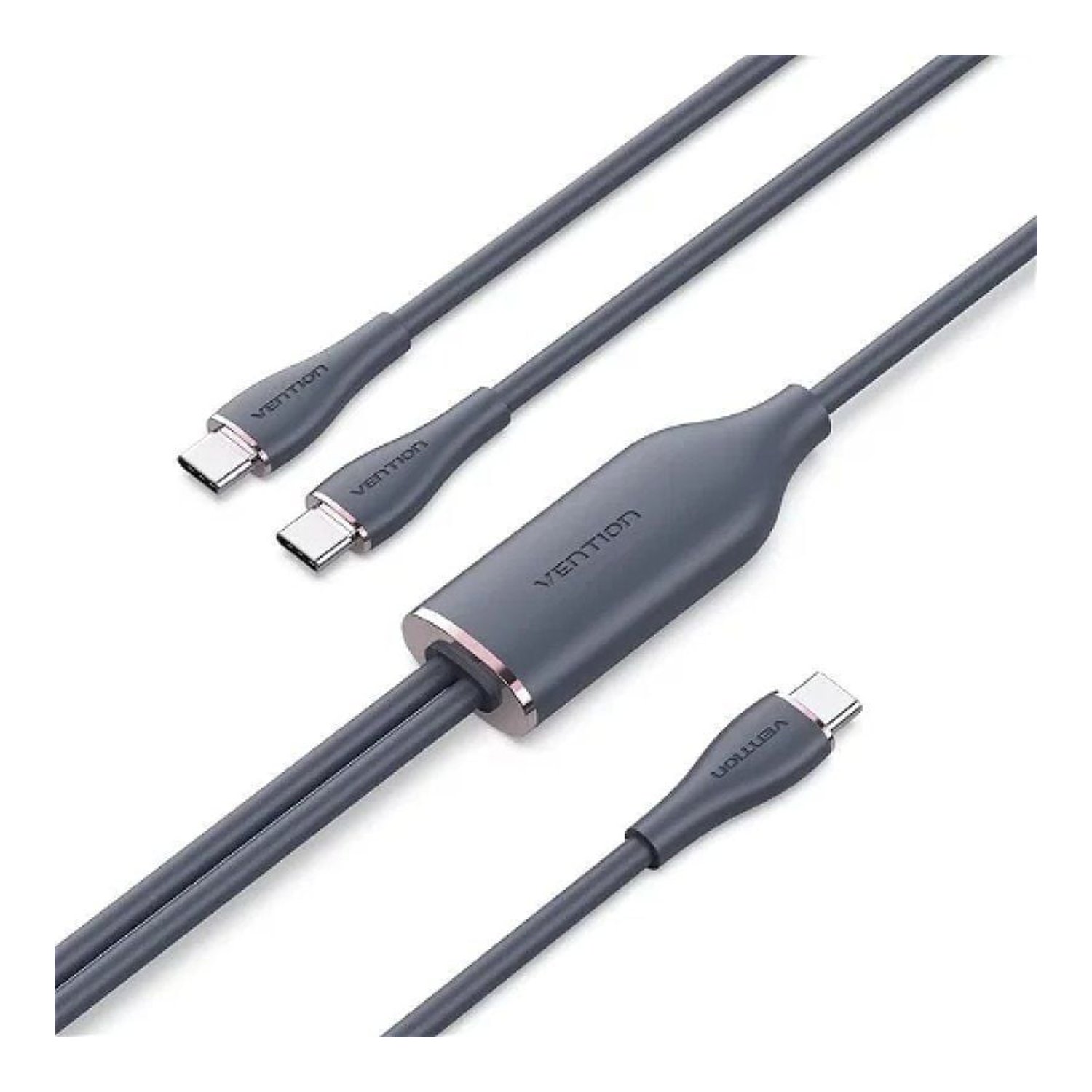 Cable USB 2.0 Tipo-C Vention CTMBG/ USB Tipo-C Macho - 2 x USB Tipo-C Macho/ Hasta 100W/ 480Mbps/ 1.5m/ Negro