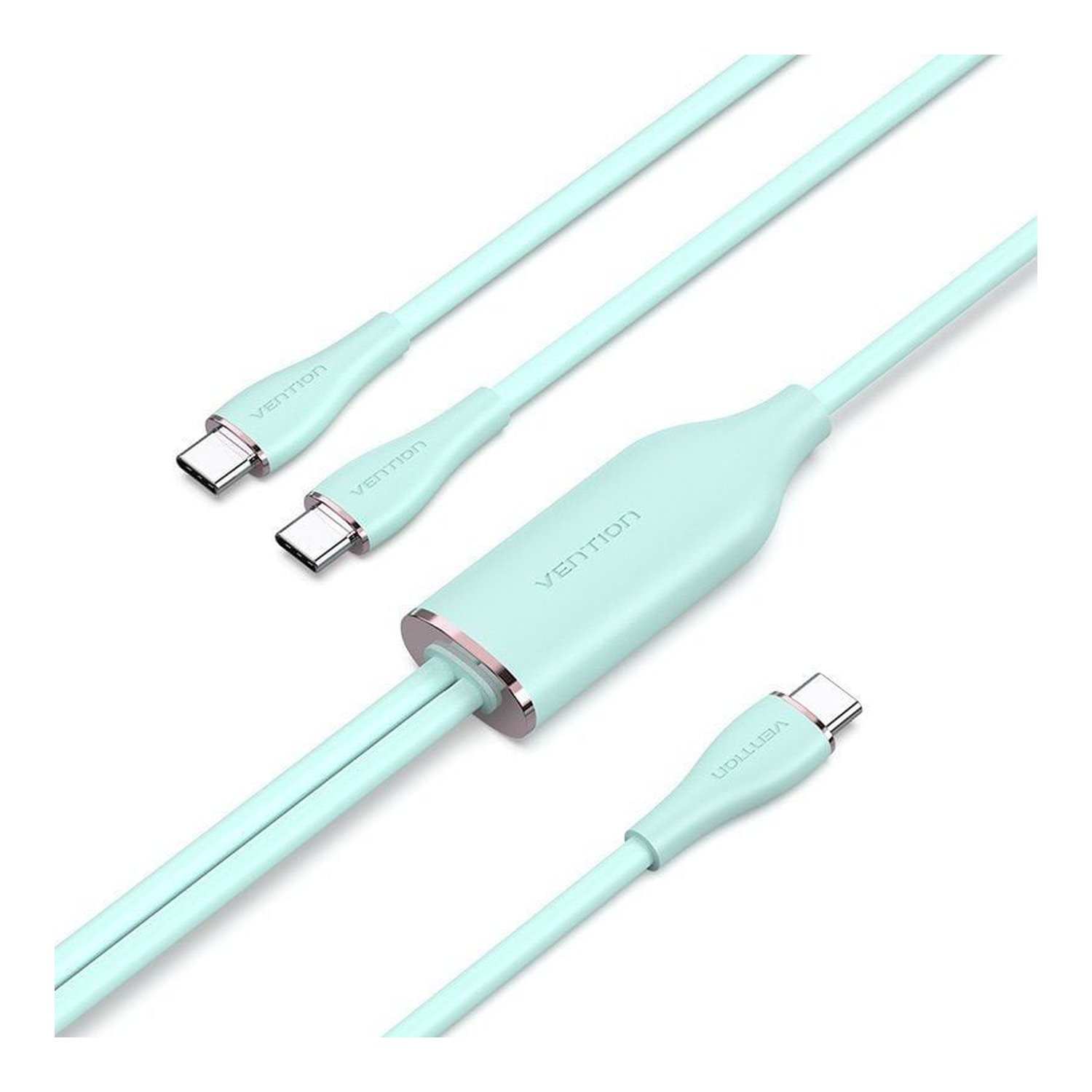 Cable USB 2.0 Tipo-C Vention CTMGG/ USB Tipo-C Macho - 2 x USB Tipo-C Macho/ Hasta 100W/ 480Mbps/ 1.5m/ Verde