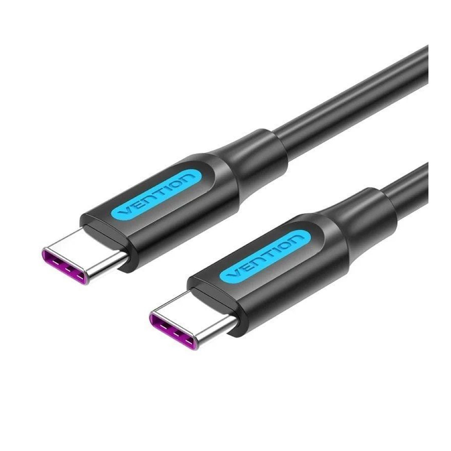 Cable USB 2.0 Tipo-C Vention COTBD/ USB Tipo-C Macho - USB Tipo-C Macho/ Hasta 100W/ 480Mbps/ 50cm/ Negro