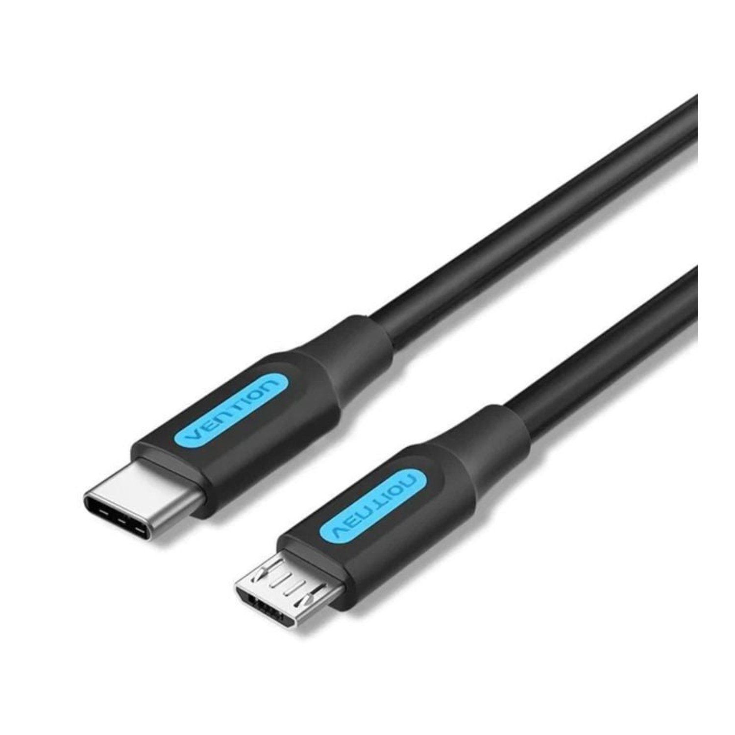 Cable USB 2.0 Tipo-C Vention COVBH/ USB Tipo-C Macho - MicroUSB Macho/ Hasta 10W/ 480Mbps/ 2m/ Negro