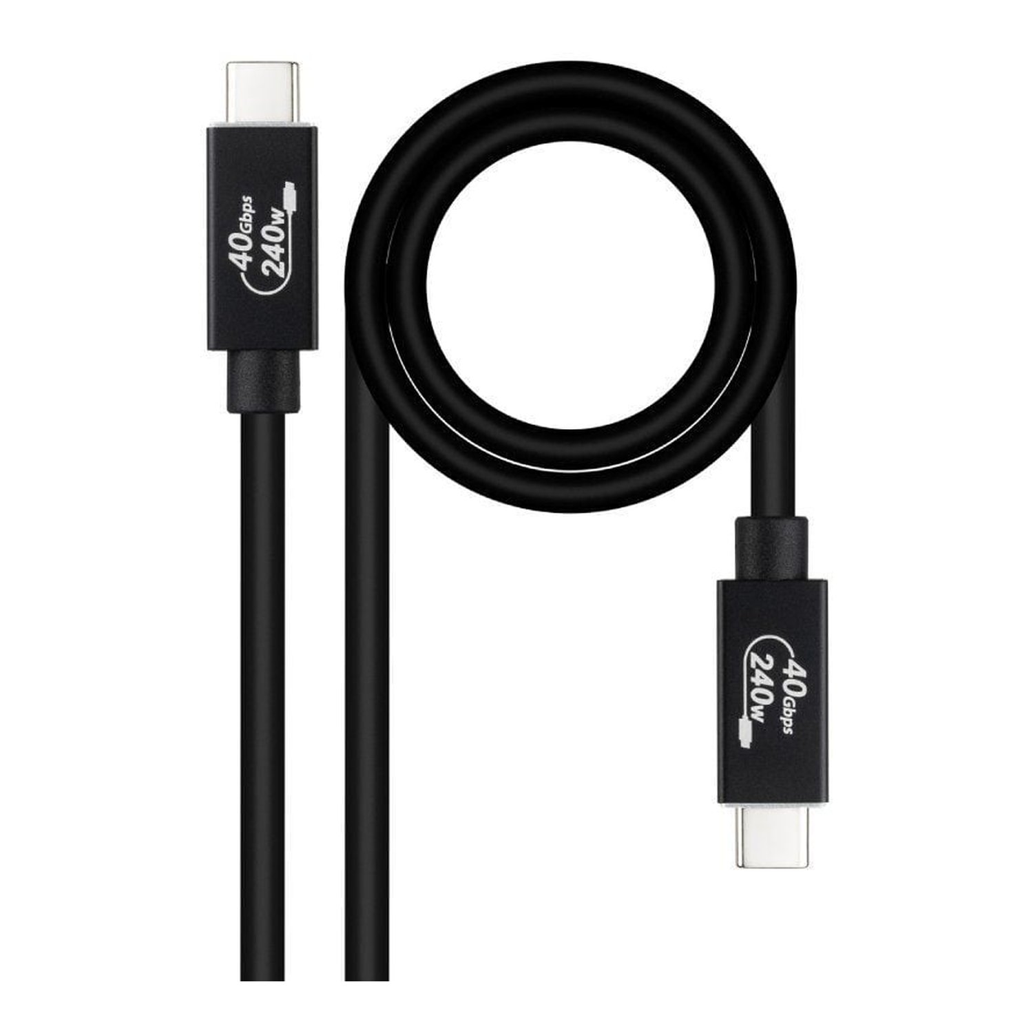 Cable USB 4.0 Nanocable 10.01.5001/ USB Tipo-C Macho - USB Tipo-C Macho/ Hasta 240W/ 40Gbps/ 1m/ Negro