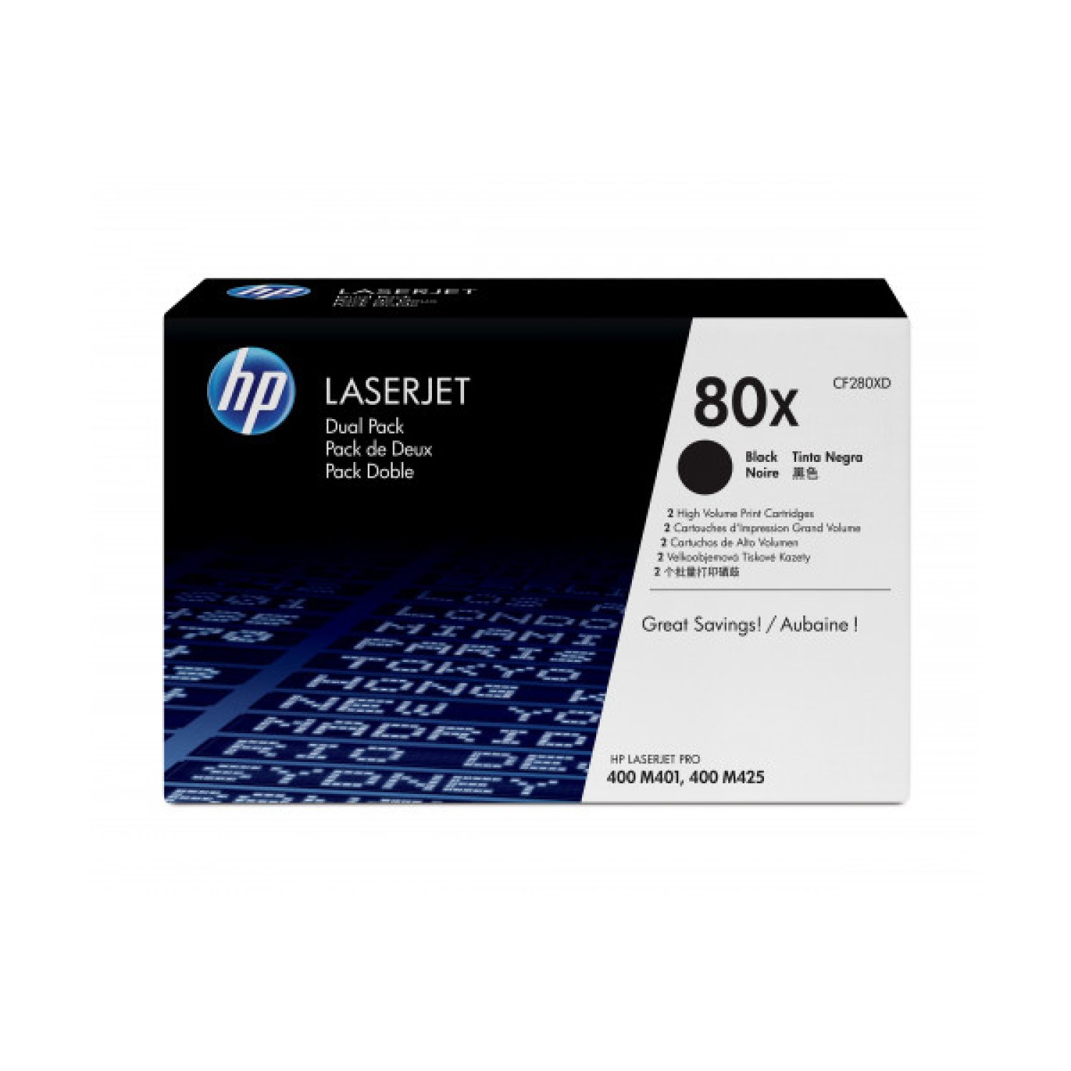 HP 80X · Tóner Negro · Alta Capacidad · Pack 2 Unidades