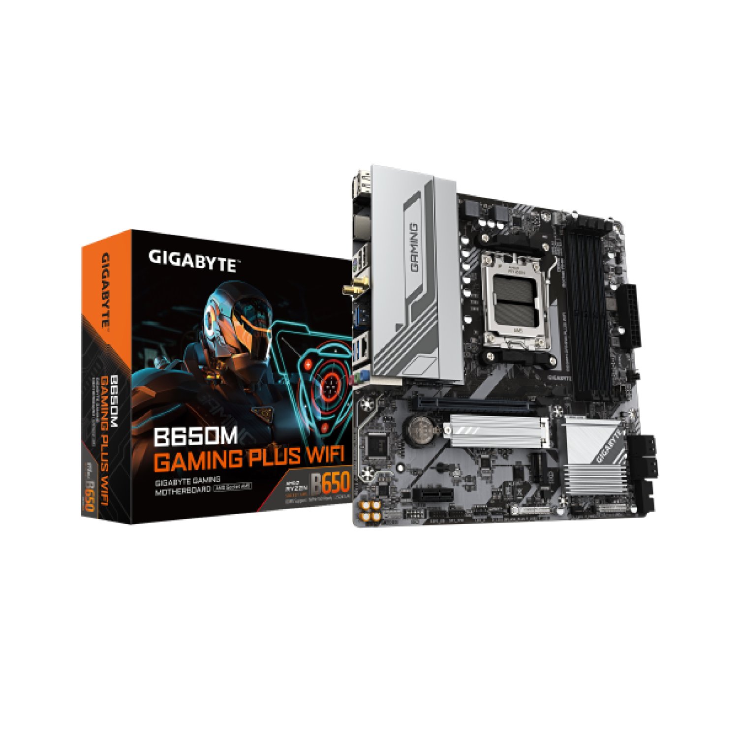Gigabyte B650M Gaming Plus WiFi · Socket AM5 · DDR5 8000MHz · PCIe 5.0 · WiFi 6E