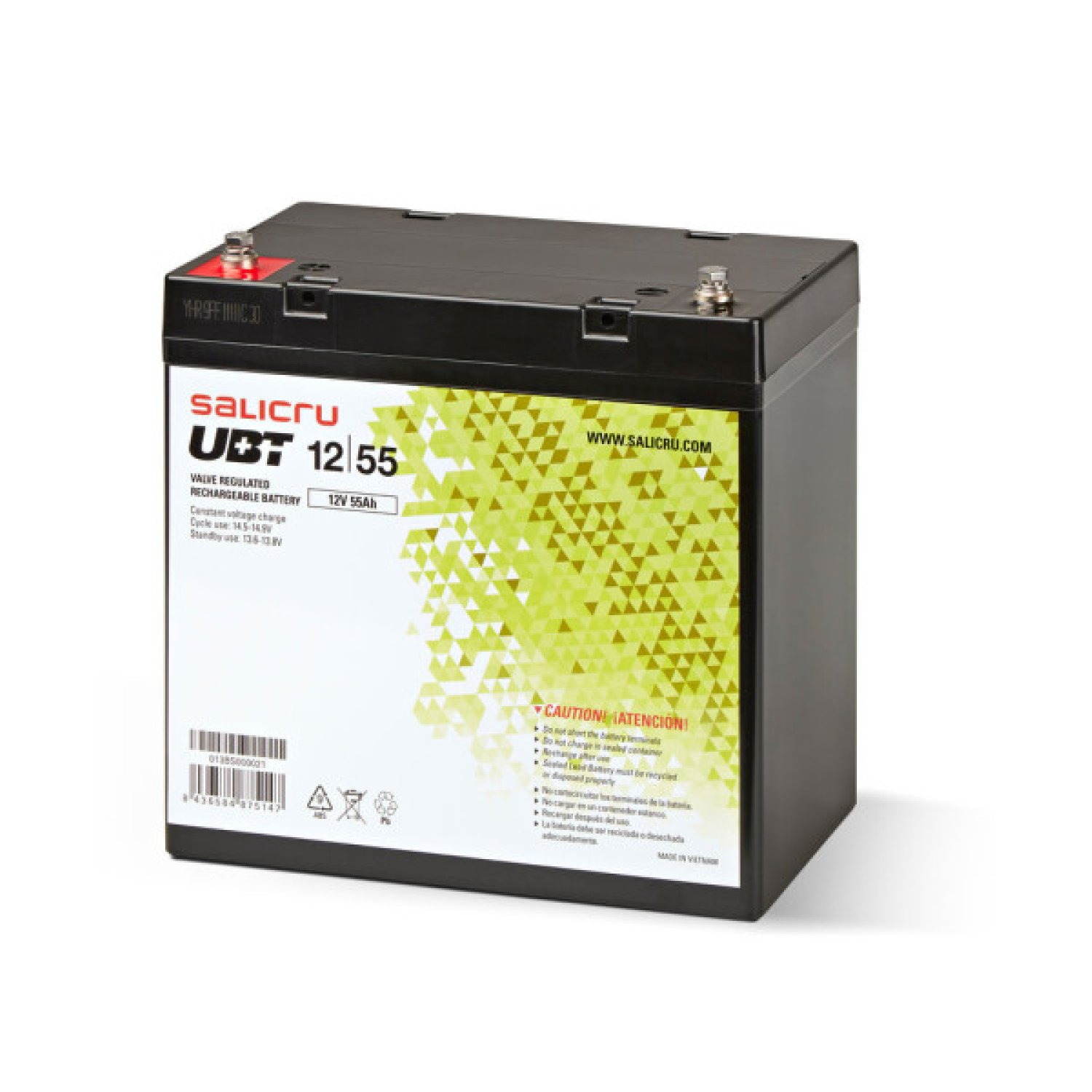 Salicru UBT 12/55 · Batería AGM Recargable · 55Ah · 12V