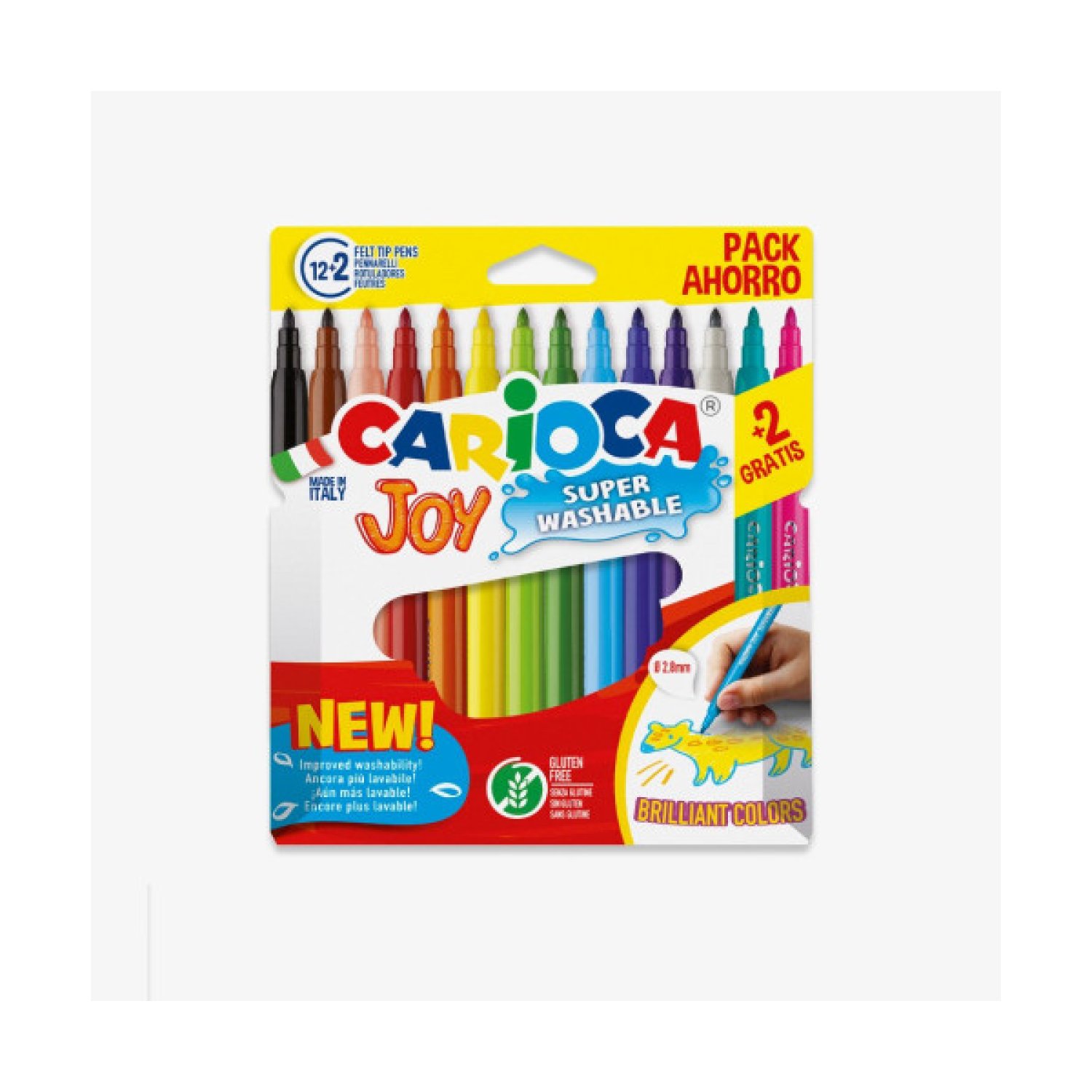 Carioca Joy · 12+2 Rotuladores Superlavables · Colores Surtidos