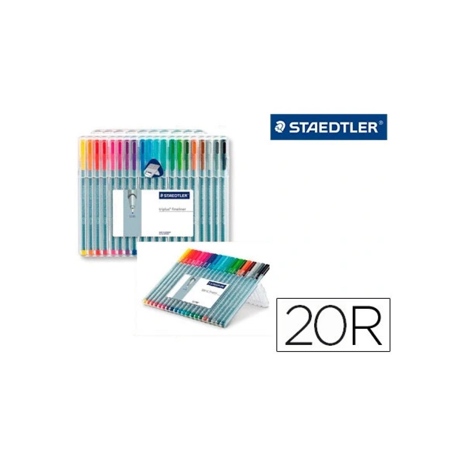 Staedtler Triplus Fineliner 334 · Estuche 20 Piezas · Colores Surtidos · Punta Fina