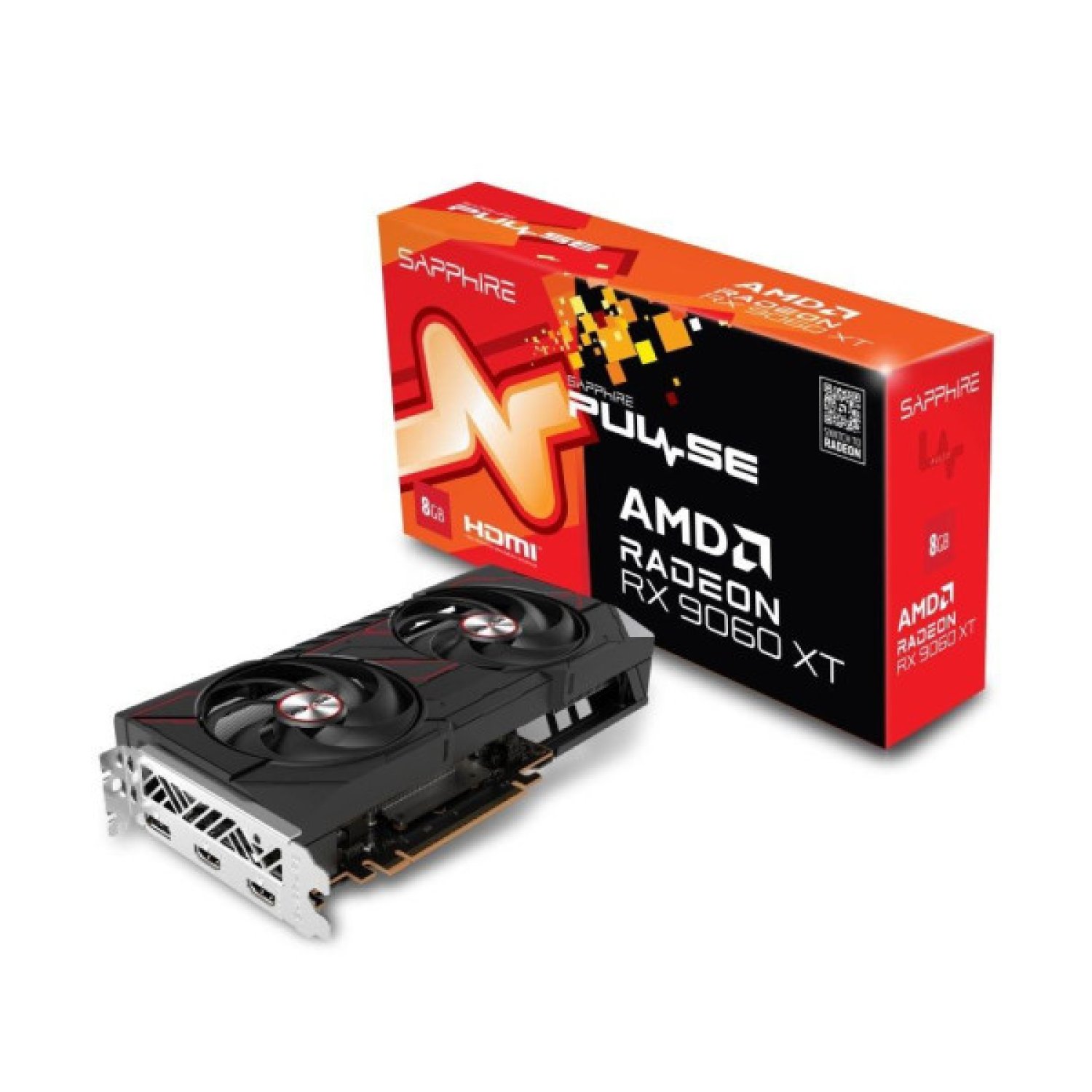 Sapphire Pulse RX 9060 XT · 8GB GDDR6 · 128-bit · 2 HDMI + 2 DisplayPort