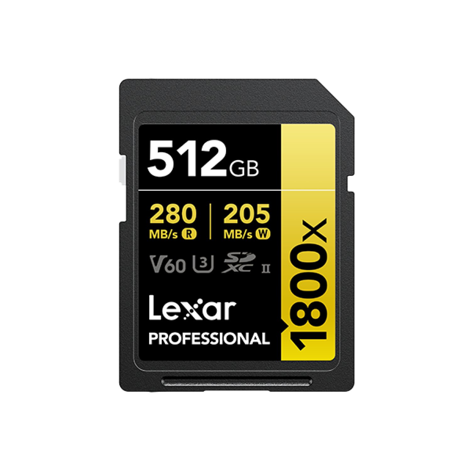 Lexar Professional 1800x · 512GB SDXC · UHS-II · Clase 10