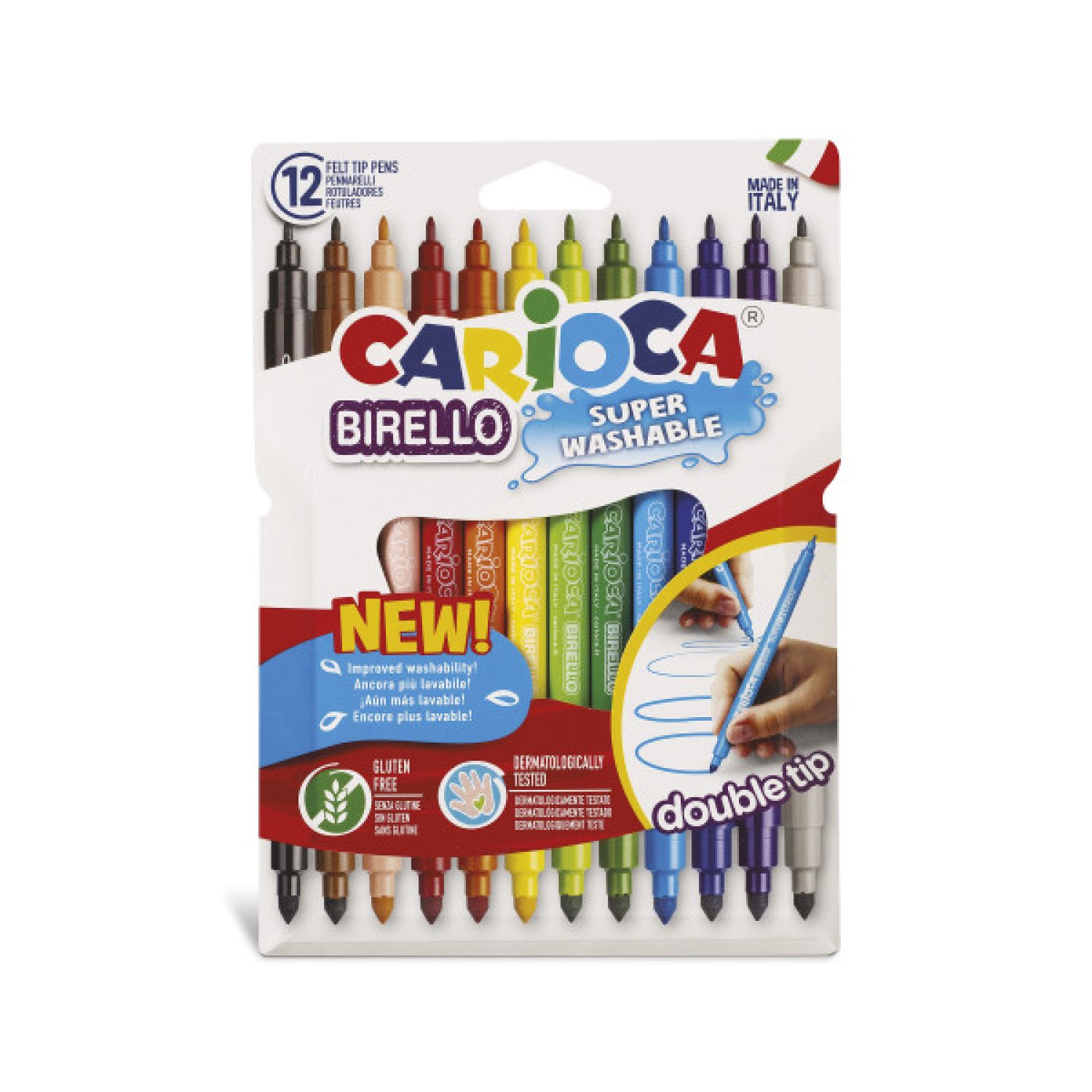 Carioca Birello · 12 Rotuladores Doble Punta · Colores Surtidos