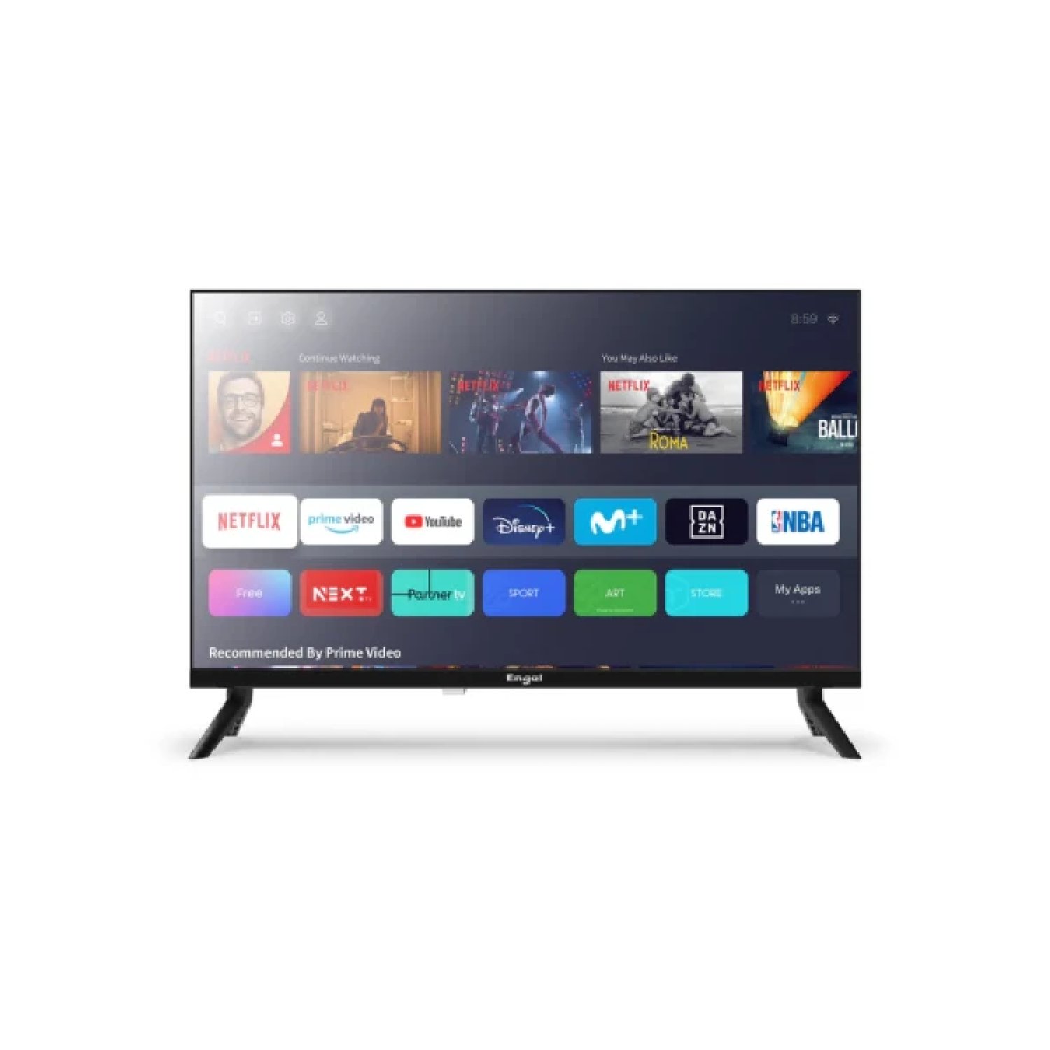 Engel · TV LED 24" · HD SmartTV · Netflix/Amazon · Modo Hospitality